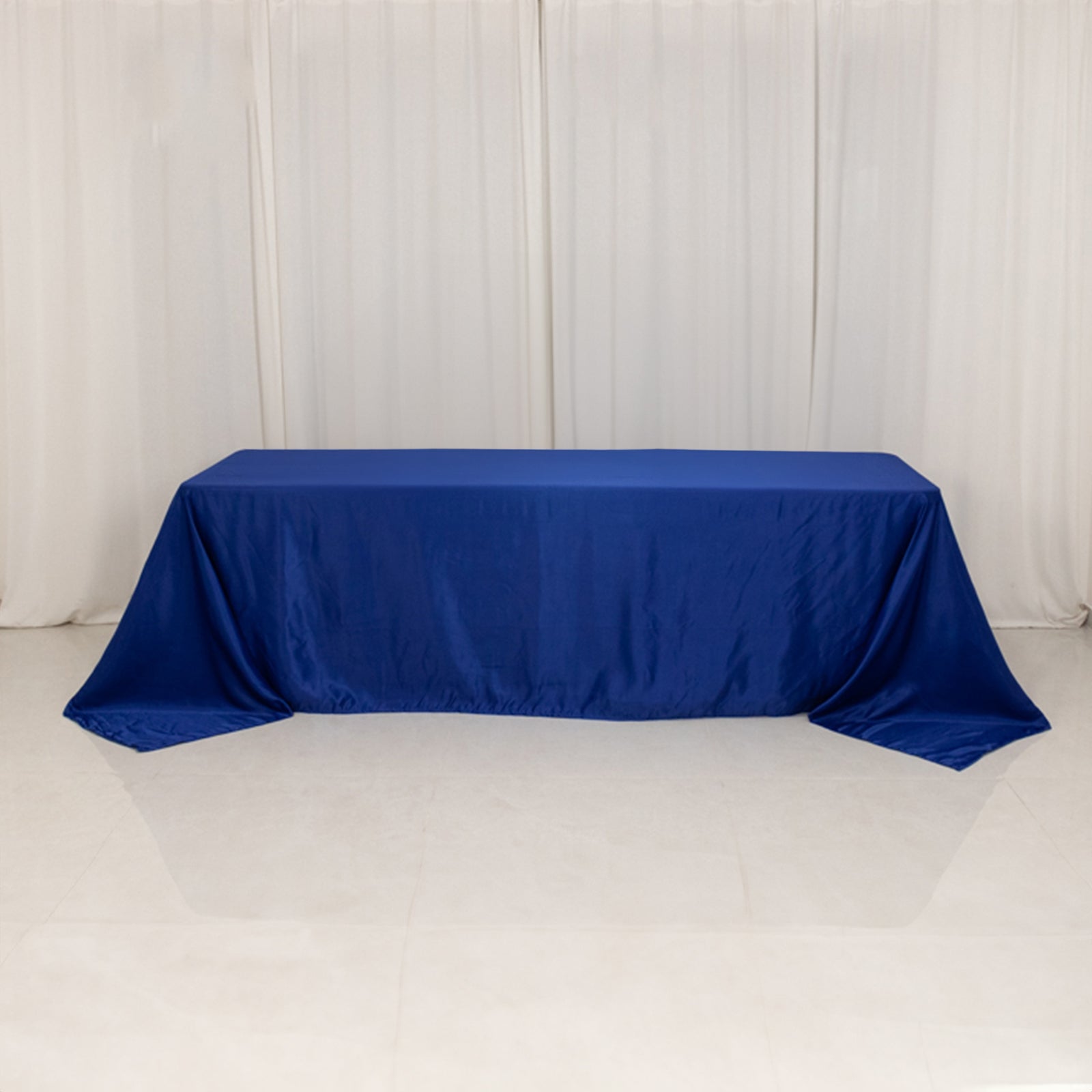 Lamour Satin 90x156 Rectangle Tablecloth Royal Blue - Luxurious, Soft Seamless Table Cover