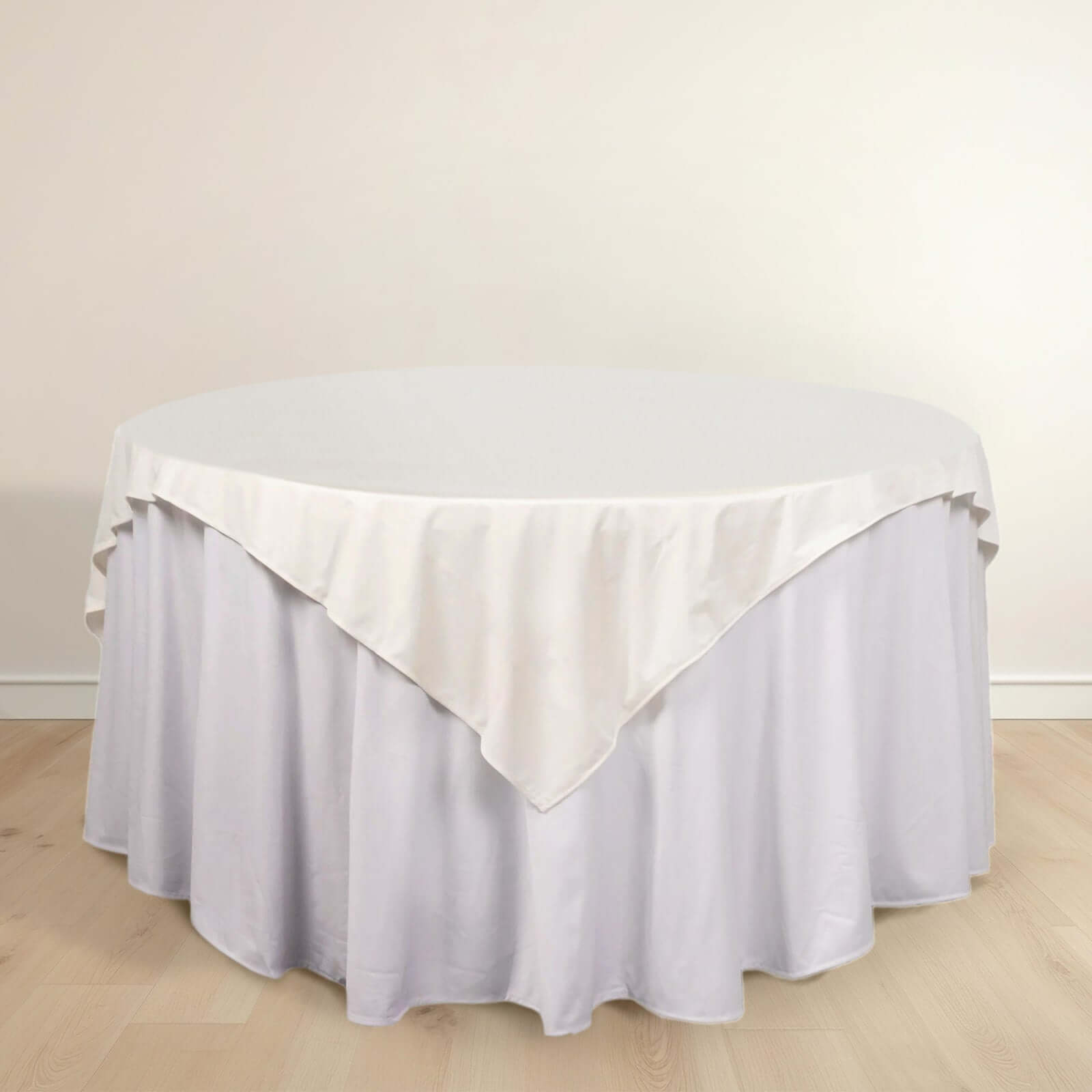 Premium Scuba 70x70 Table Overlay Square Tablecloth Ivory - Wrinkle Free & Stain Resistant Table Cover