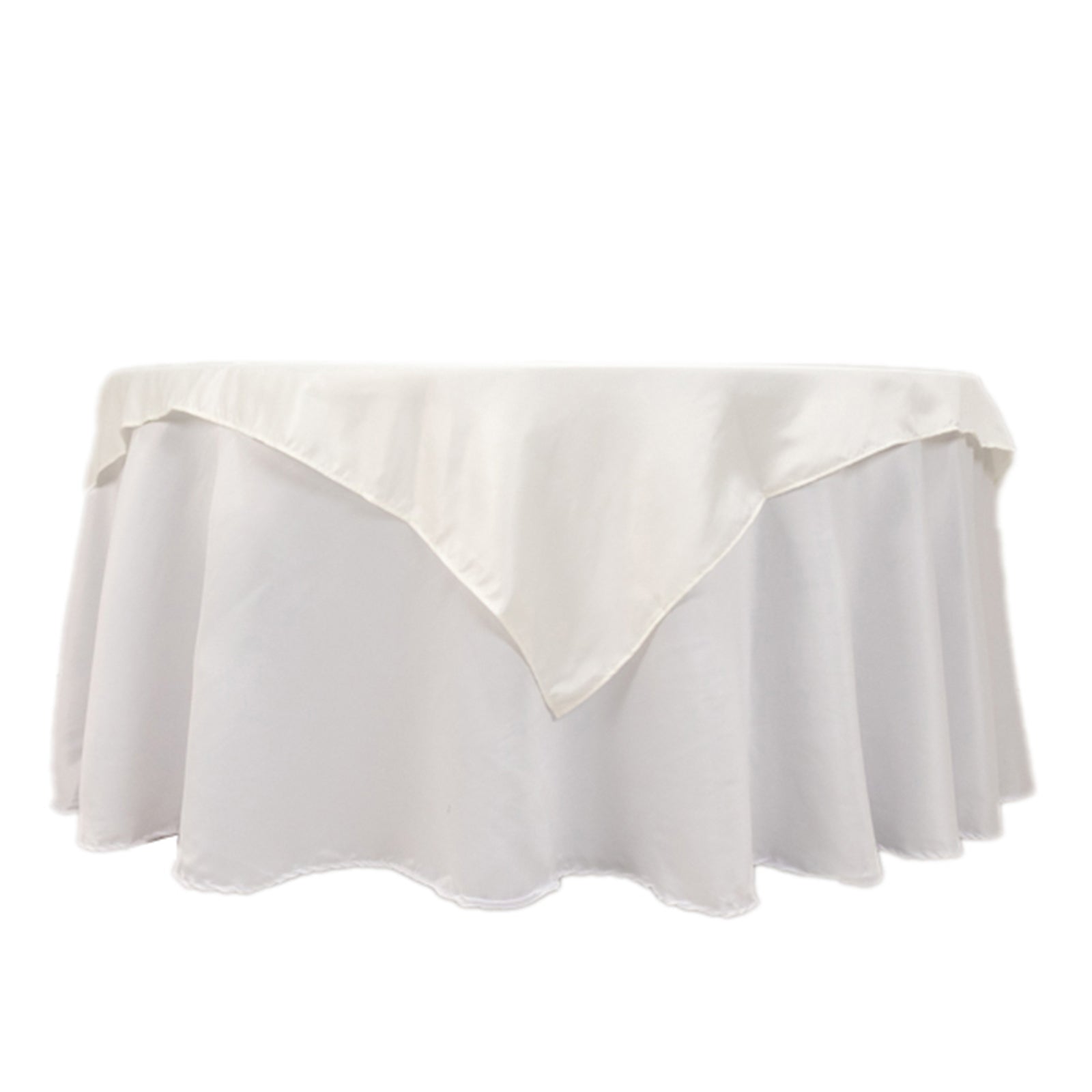 Lamour Satin 54x54 Table Overlay Square Tablecloth Ivory - Durable & Silk-Like Table Cover