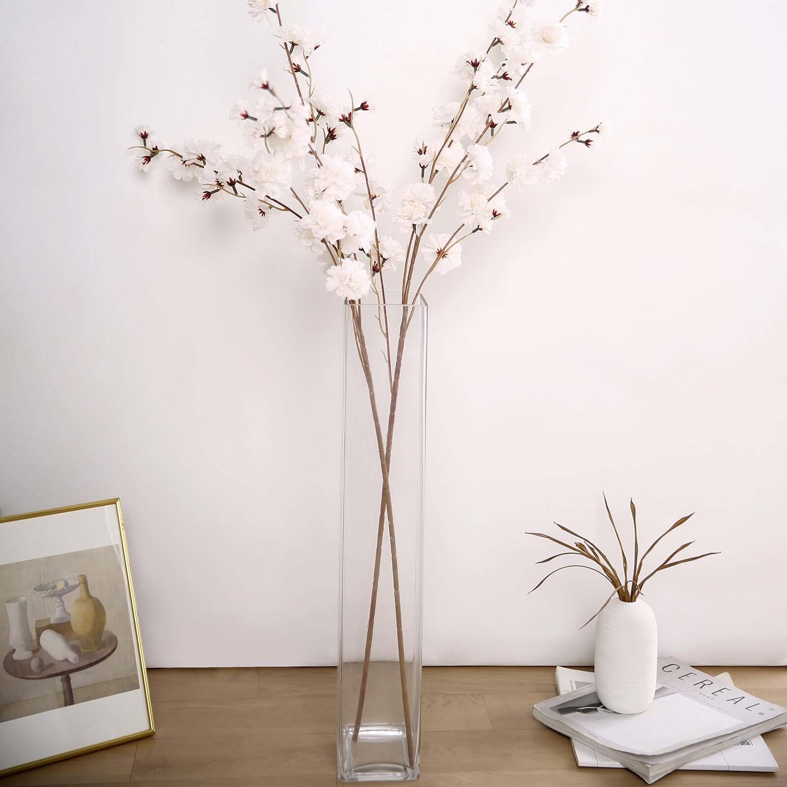 2 Branches 42 Tall Ivory Artificial Silk Carnation Flower Stems