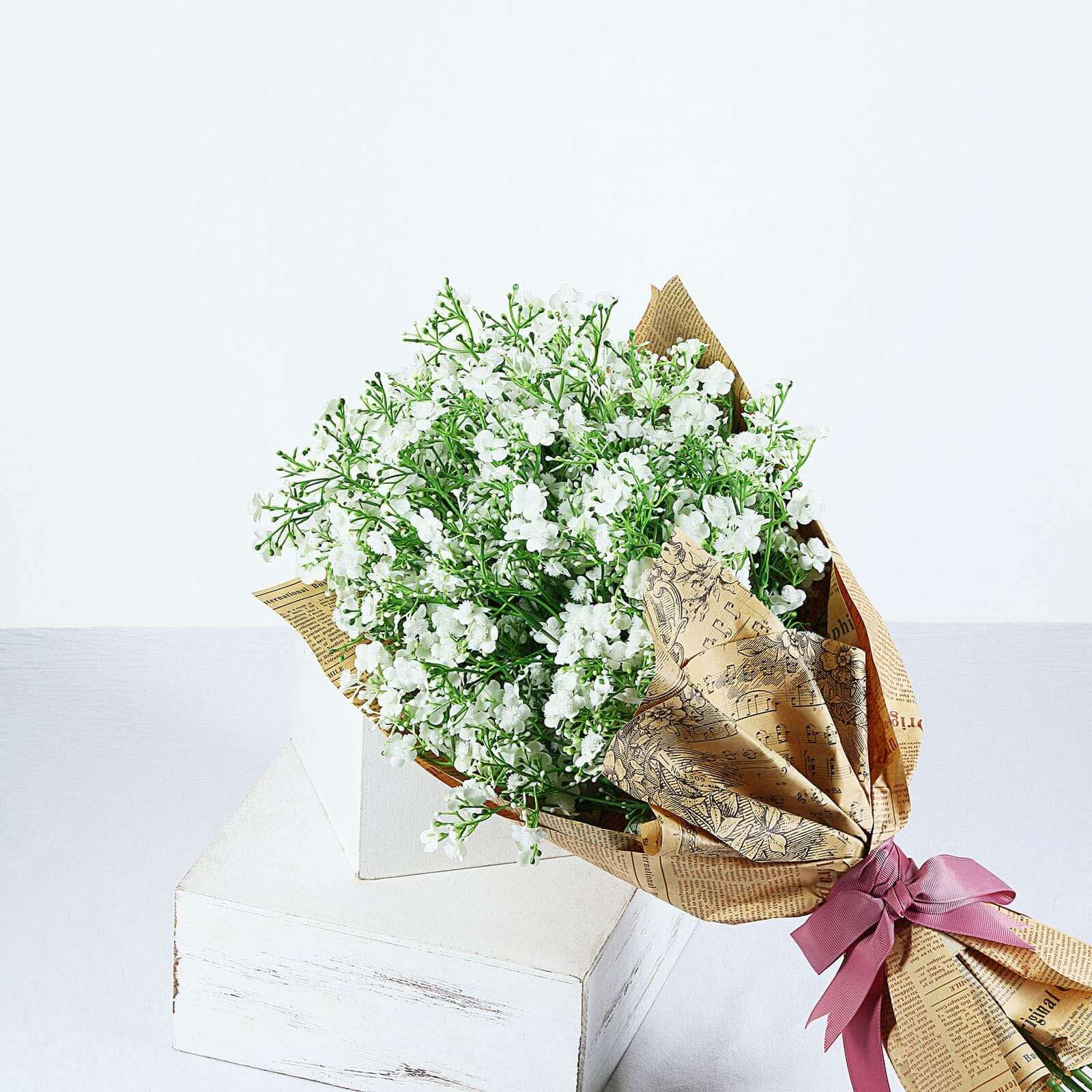 4 Stems 27 White Artificial Silk Babys Breath Gypsophila Flowers