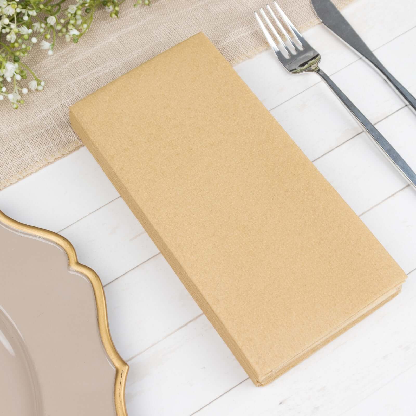 20-Pack Paper Linen-Like Napkins Natural - Disposable Hygienic Airlaid Guest Towels 8.5x4