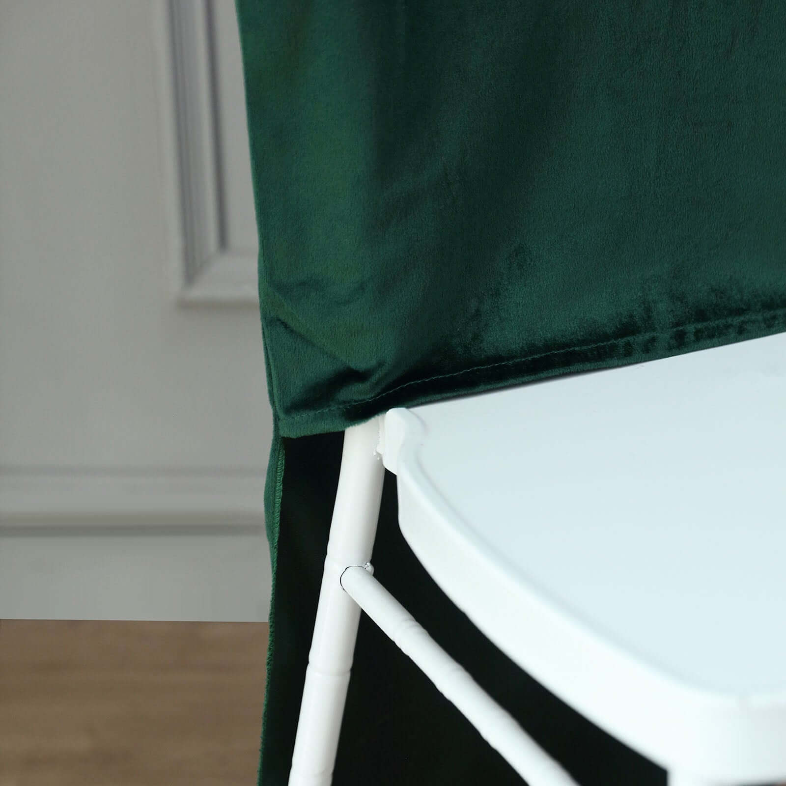 Velvet Chair Back Slipcover for Chiavari Chairs Hunter Emerald Green - Soft and Smooth Solid Chair Back Cover Cap