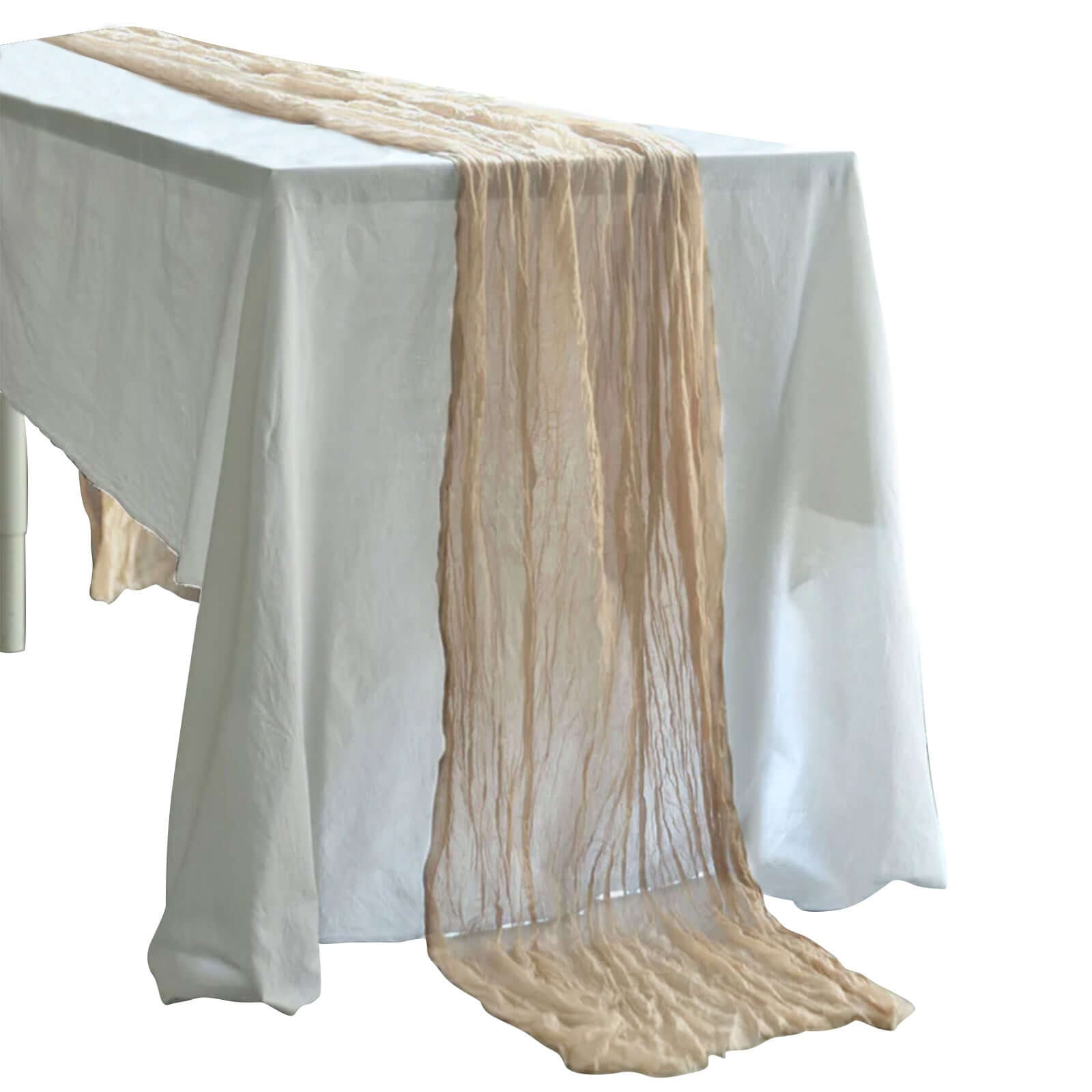 Gauze Cheesecloth 10ft Table Runner Beige - Rustic Boho Style