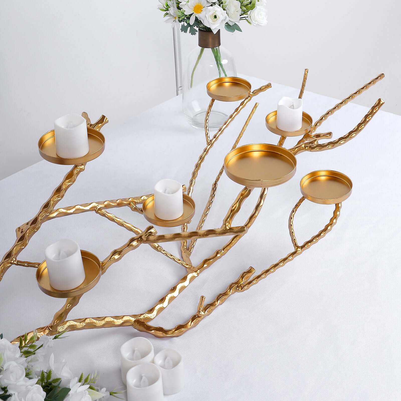 Metal Manzanita Tree Branch Candelabra Candle Holder Stand Gold - Twig Branch Design Table Centerpiece 3ft