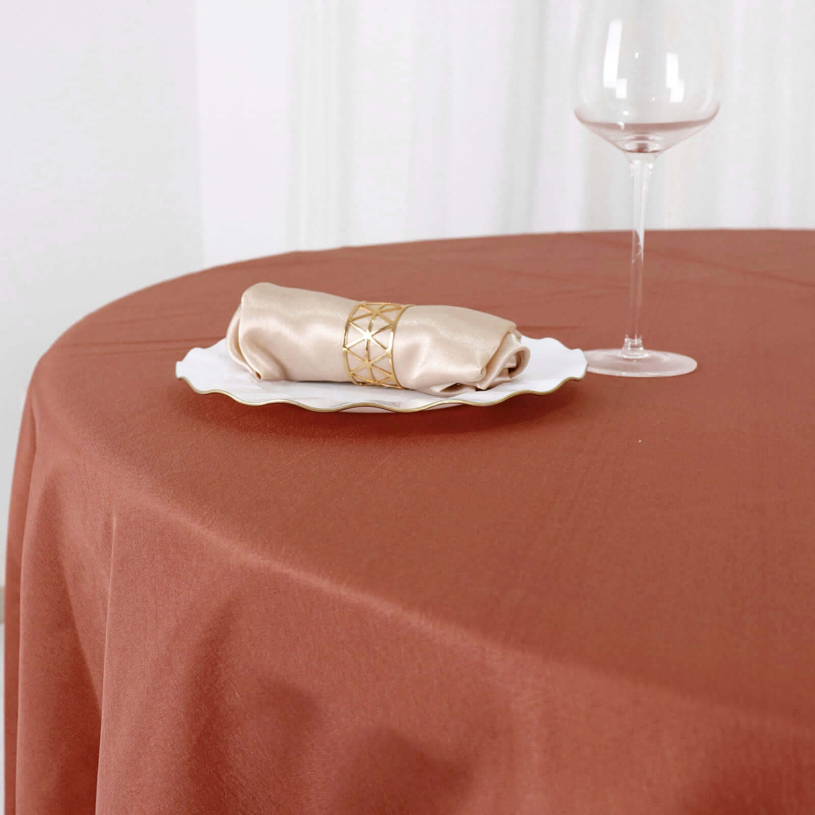 Polyester 90 Round Tablecloth Terracotta (Rust) - Stain & Wrinkle-Resistant Table Cover