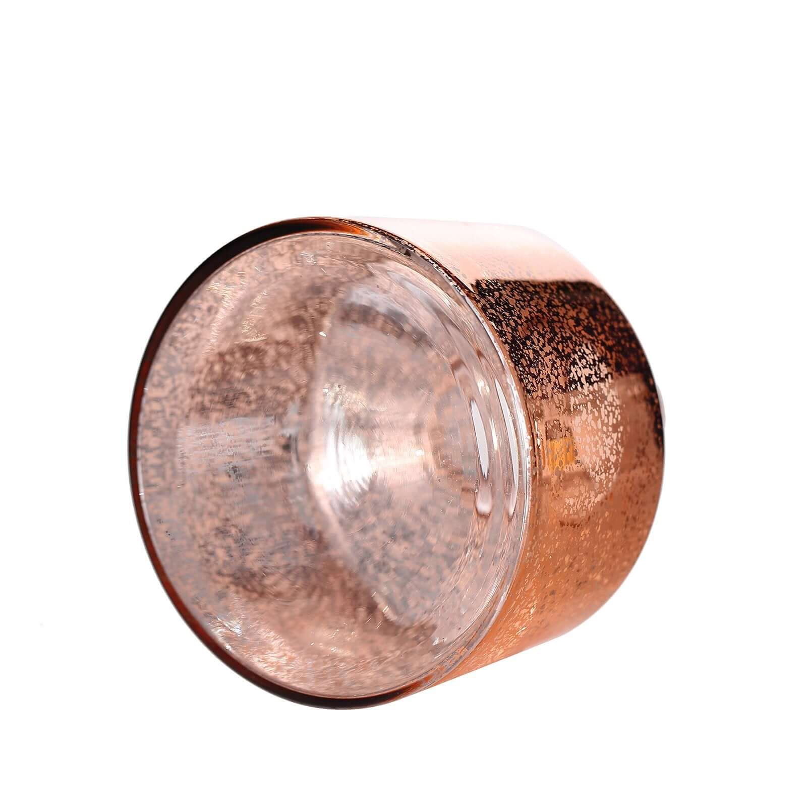 2-Pack Mercury Glass Vases Vessel Design Rose Gold - Stylish Flower Centerpieces for Events 8