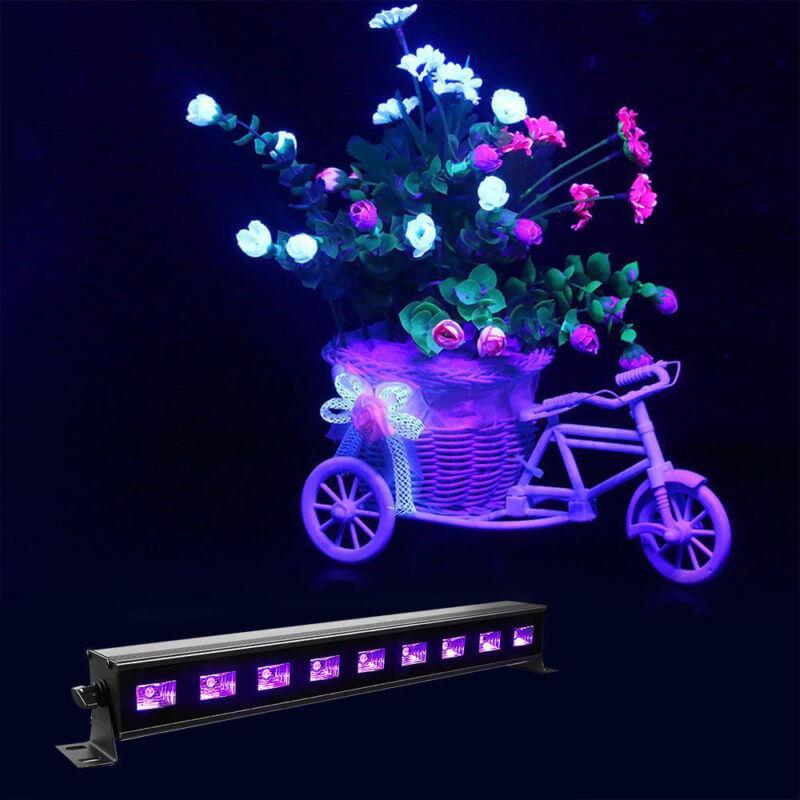 27W 9 LED Purple UV Stage Floor Wall Light Bar, Outdoor Indoor Uplight