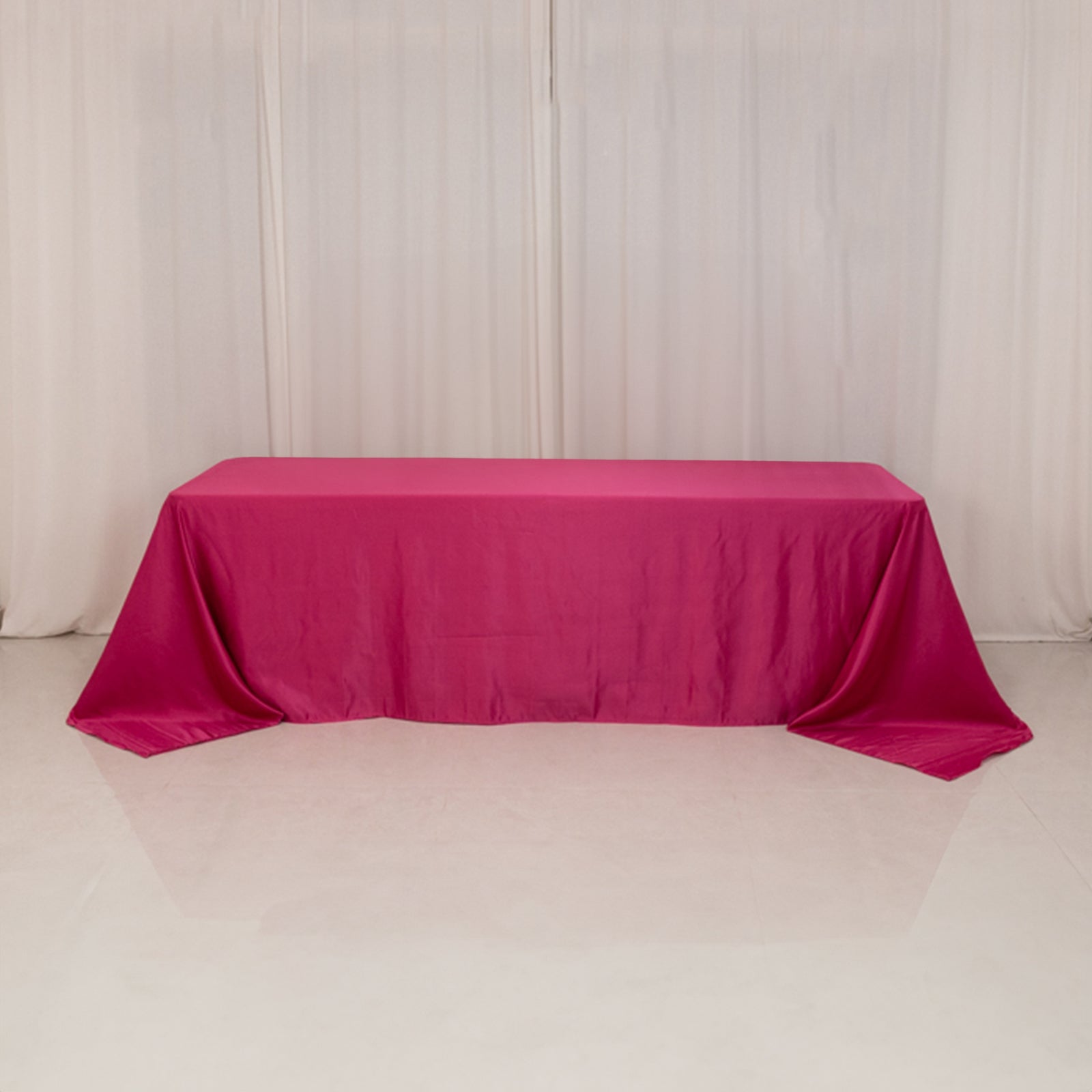 Lamour Satin 90x156 Rectangle Tablecloth Fuchsia - Luxurious, Soft Seamless Table Cover