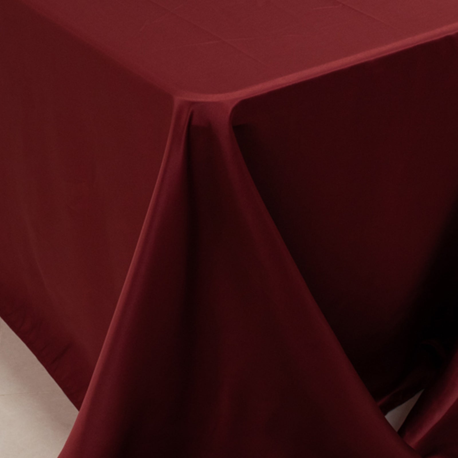 Lamour Satin 90x156 Rectangle Tablecloth Burgundy - Luxurious, Soft Seamless Table Cover