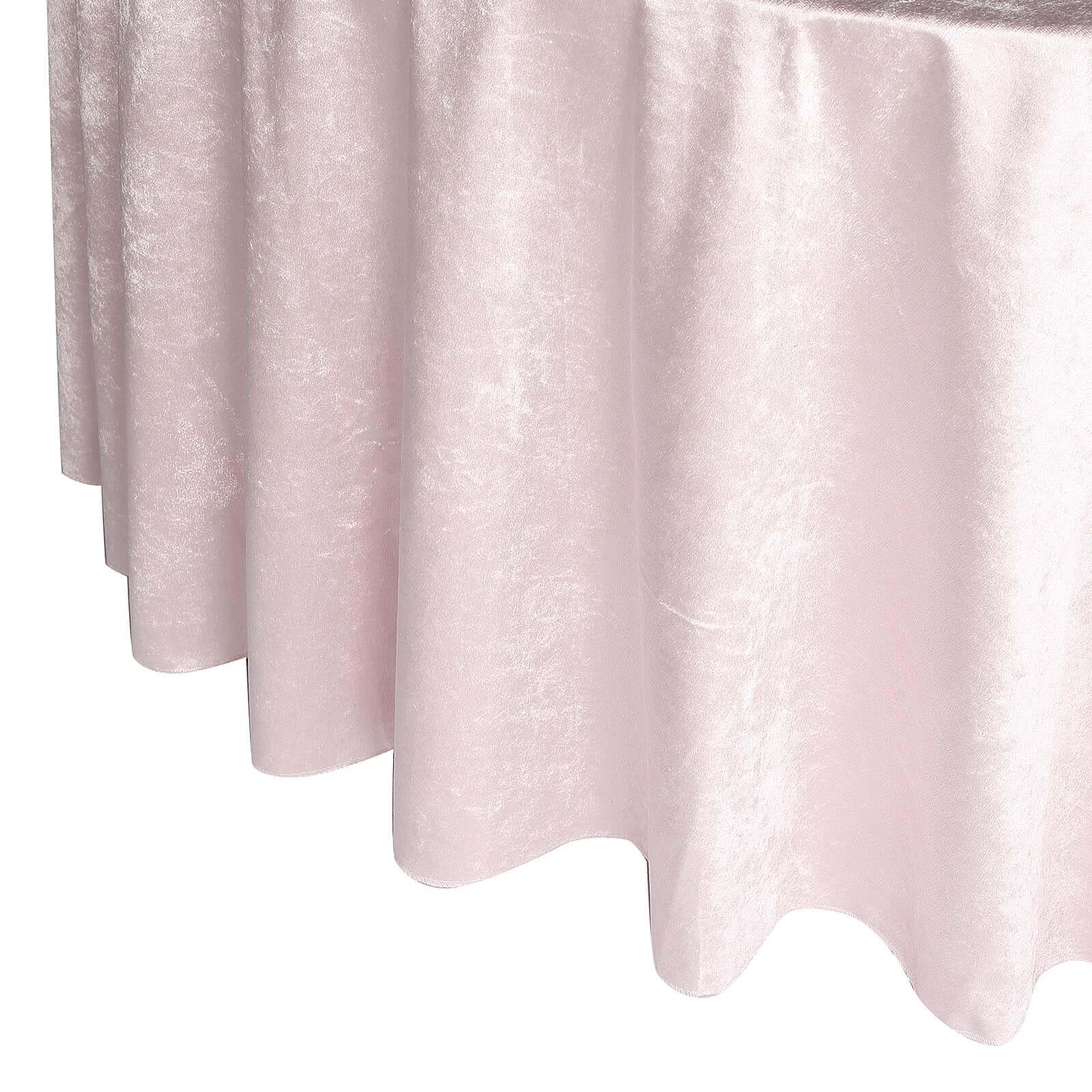 Premium Velvet 120 Round Tablecloth Blush - Reusable Soft & Seamless Table Cover