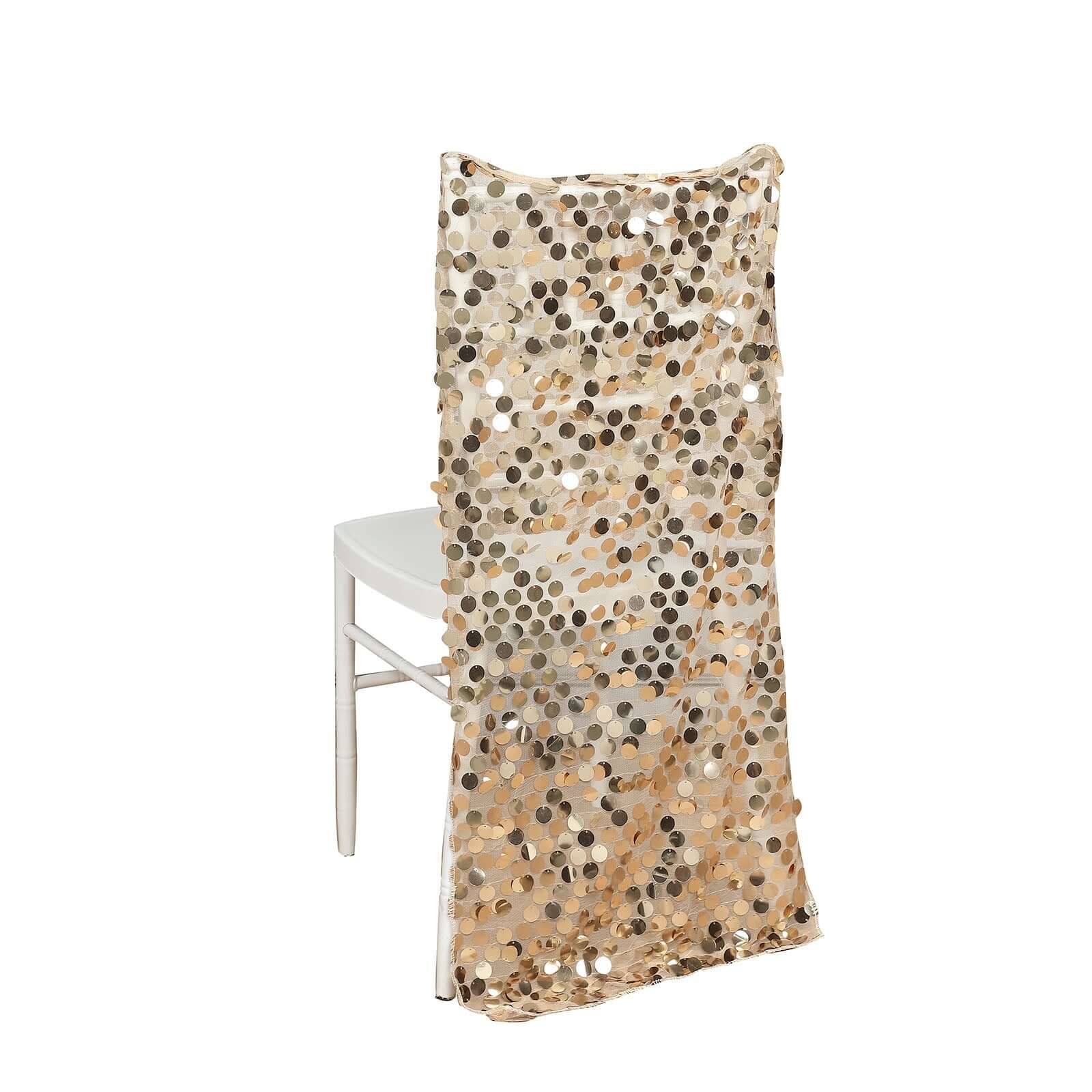 Sequin Chair Slipcover Big Payette Design for Chiavari Chairs Champagne - Glittering Chair Back Cover