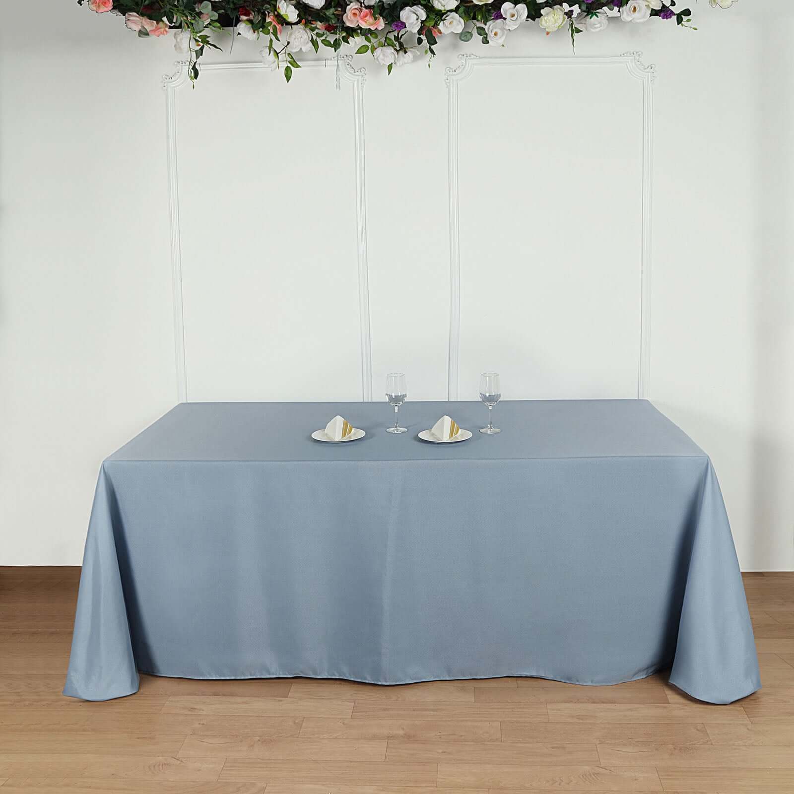 Polyester 90x156 Rectangle Tablecloth Dusty Blue - Seamless Wrinkle-Resistant Table Cover