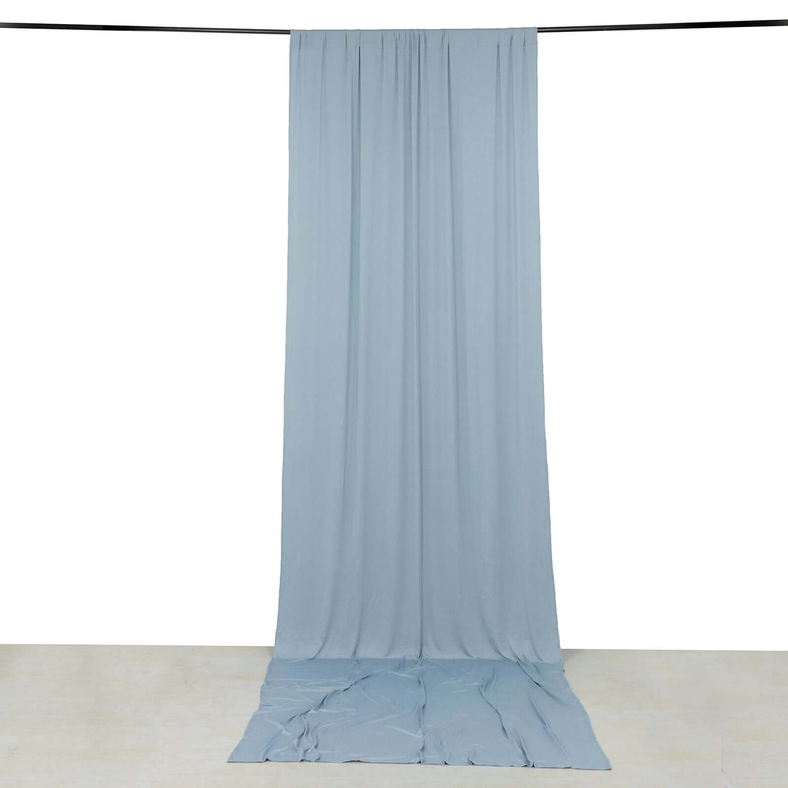 Dusty Blue 4-Way Stretch Spandex Event Curtain Drapes, Wrinkle Free Backdrop Event Panel with Rod Pockets - 5ftx14ft