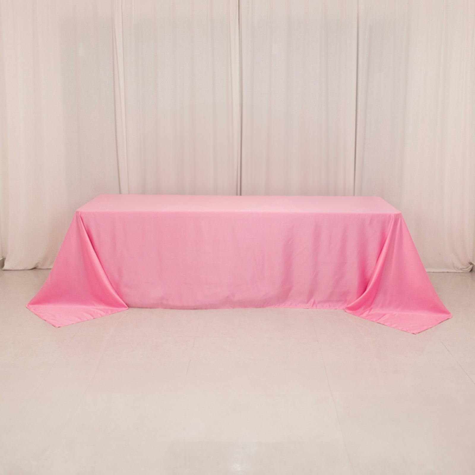 Lamour Satin 90x156 Rectangle Tablecloth Pink - Luxurious, Soft Seamless Table Cover