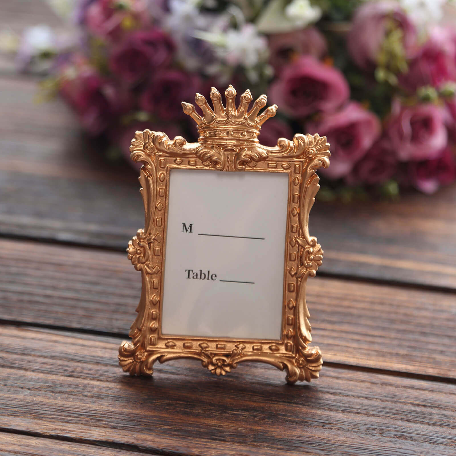 4-Pack Picture Frames Gold Resin Vintage Crown Design Rectangle - Mini Photo Frame Wedding Place Card Holders & Party Favors 4.5x3