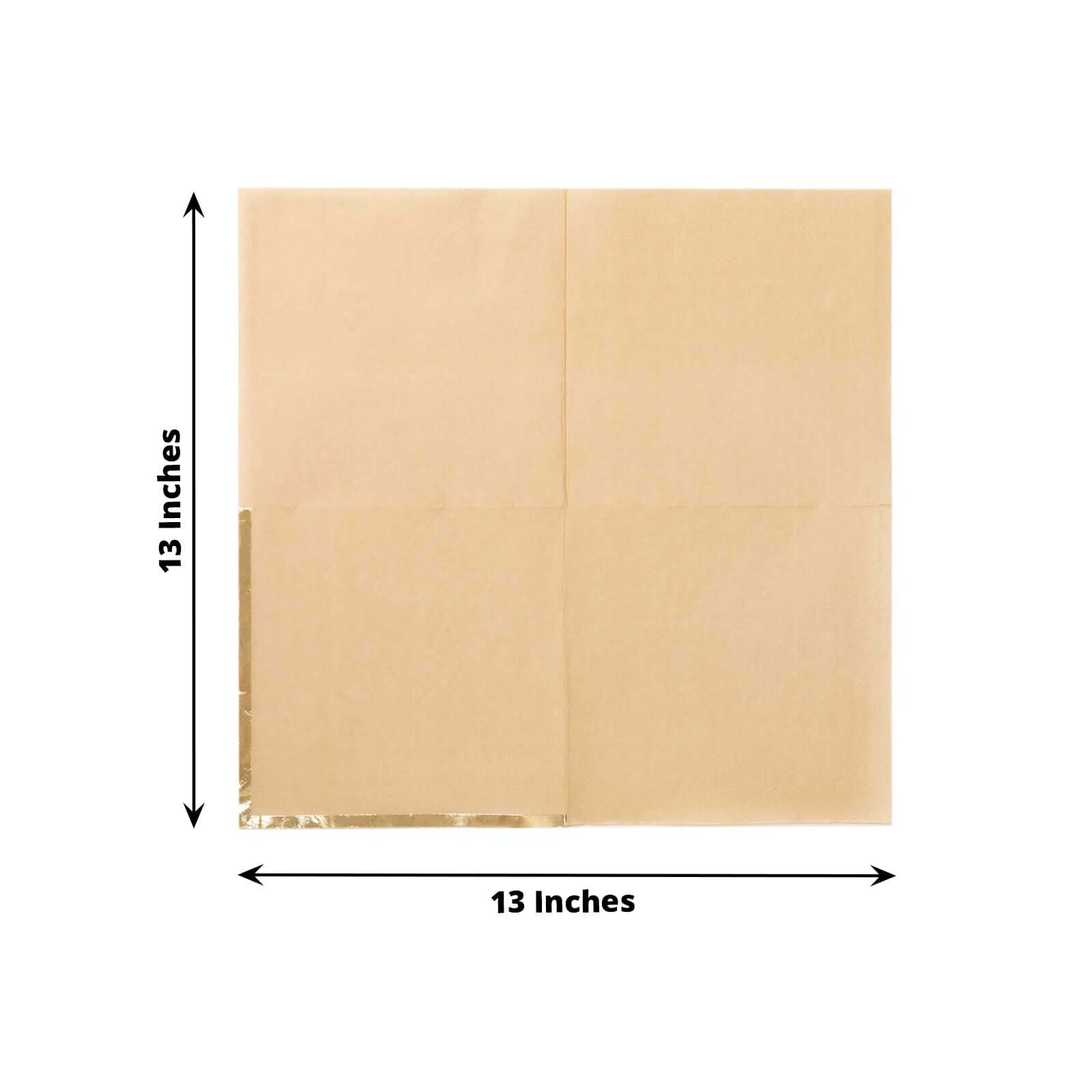 50-Pack Paper Beverage Napkins with Gold Foil Edge Natural - Disposable 2 Ply Cocktail Napkins for Events 6.5x6.5