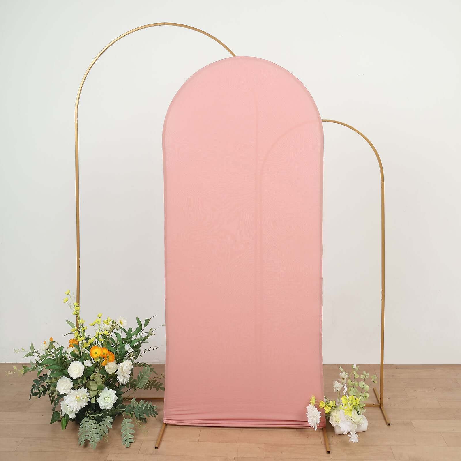 6ft Matte Dusty Rose Spandex Fitted Chiara Backdrop Stand Cover For Round Top Wedding Arch