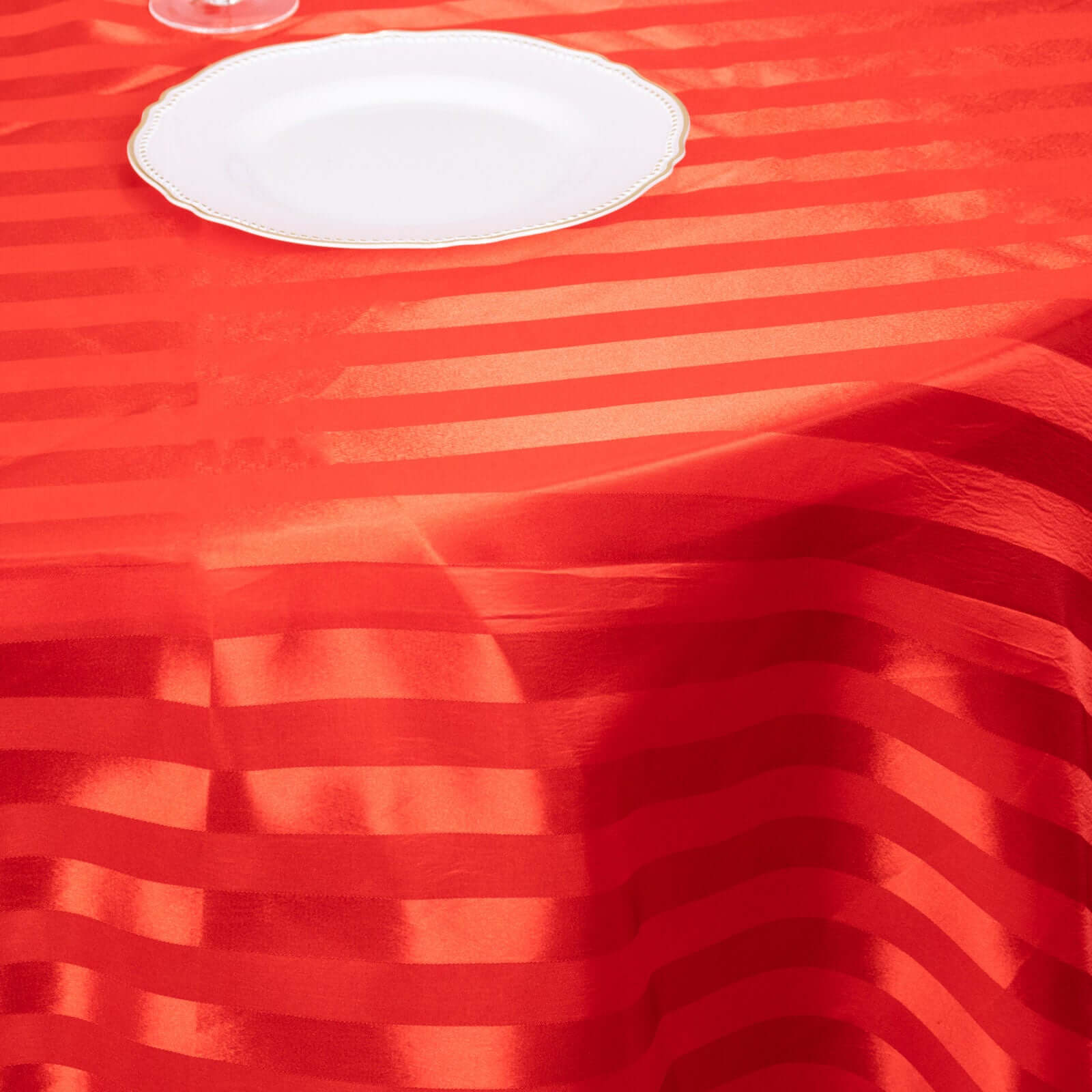 Satin Striped 120 Round Tablecloth Red Satin Stripe - Silky Smooth Seamless Table Cover