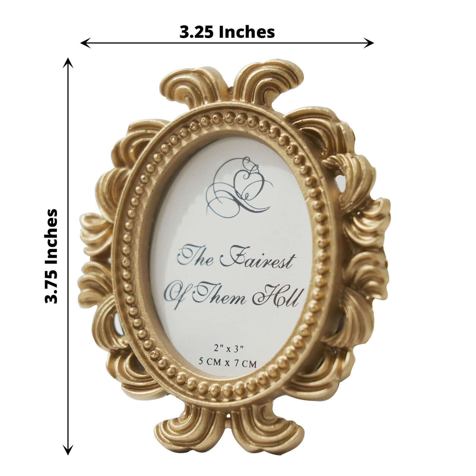 4-Pack Picture Frames Gold Resin Decorative Baroque Oval Design - Beaded Place Card Holders & Party Favors 4