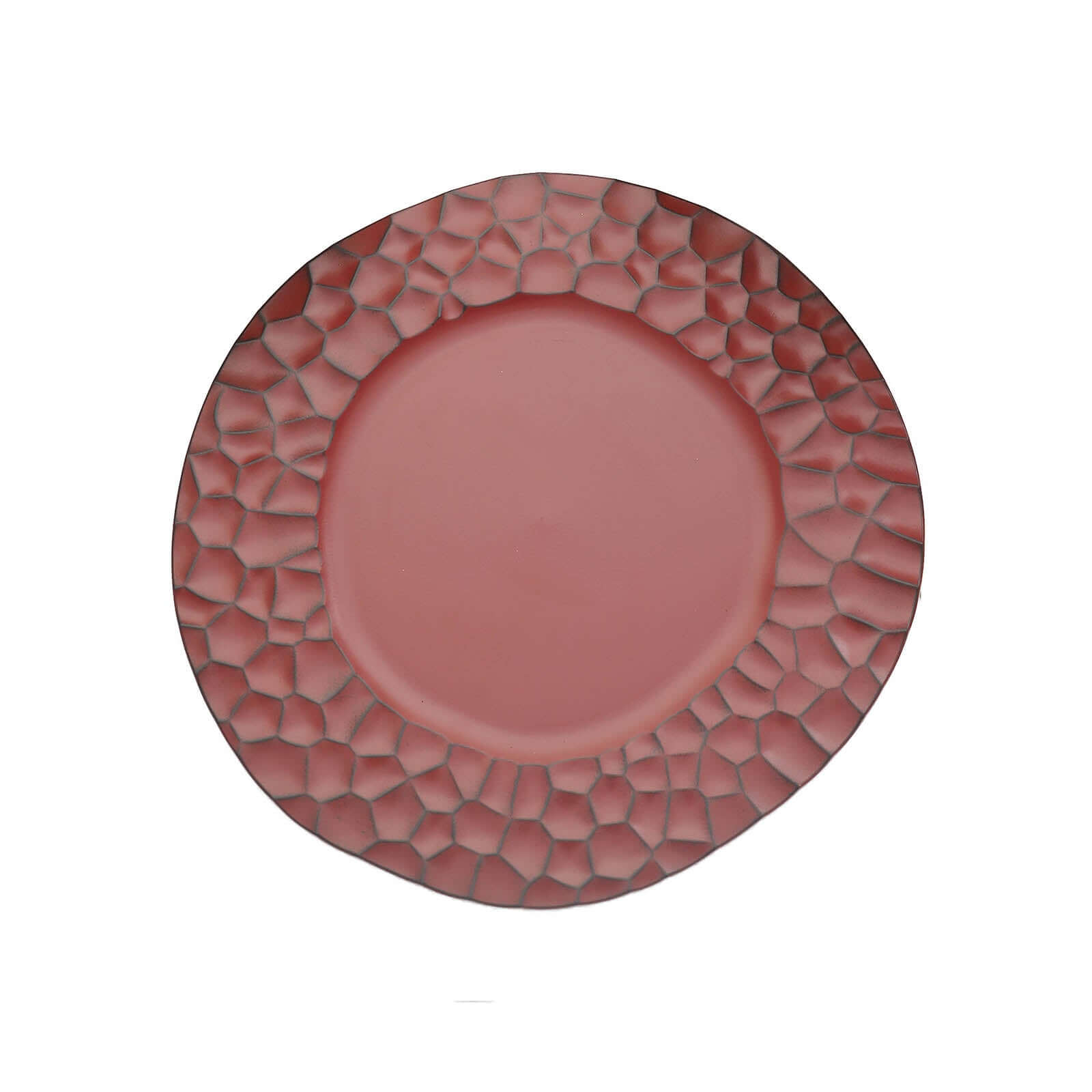 6-Pack Round Charger Plates 13 in Burgundy with Hammered Rim, Matte Finish Modern Dinner Charger Tableware