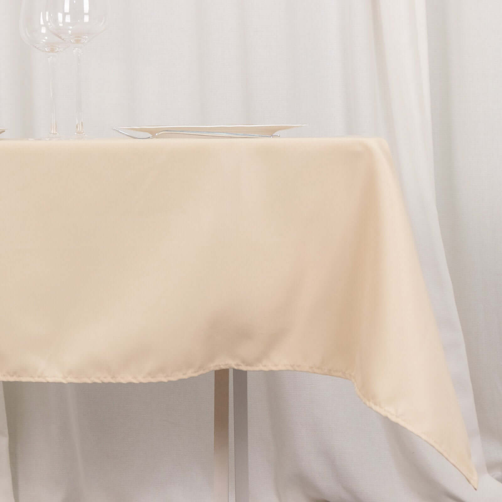 Premium Polyester 54x54 Square Tablecloth Beige - Stain and Wrinkle-Resistant 220GSM Table Cover