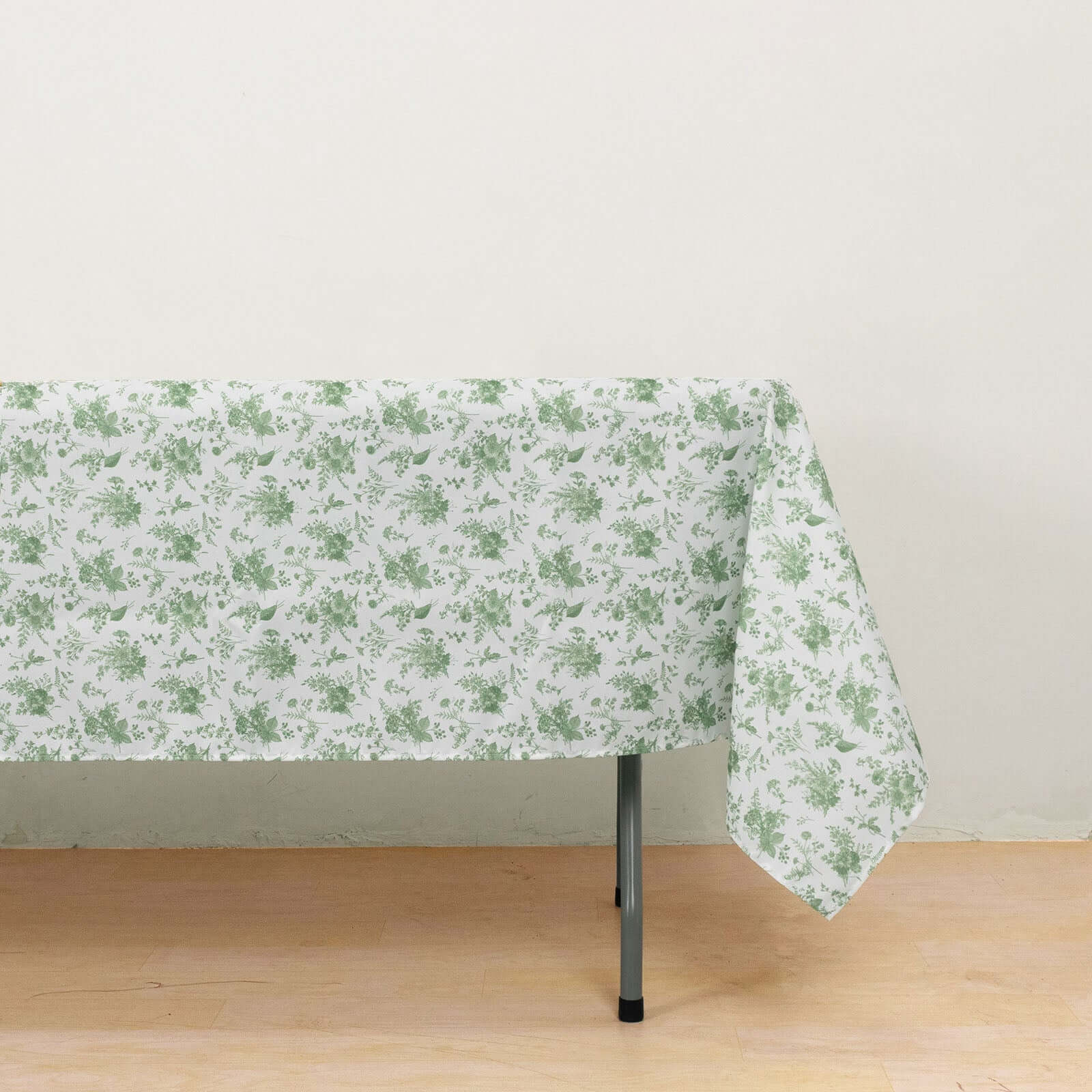 Polyester 60x102 Rectangle Tablecloth Dusty Sage Green French Toile Pattern Table Cover for Upscale Dining