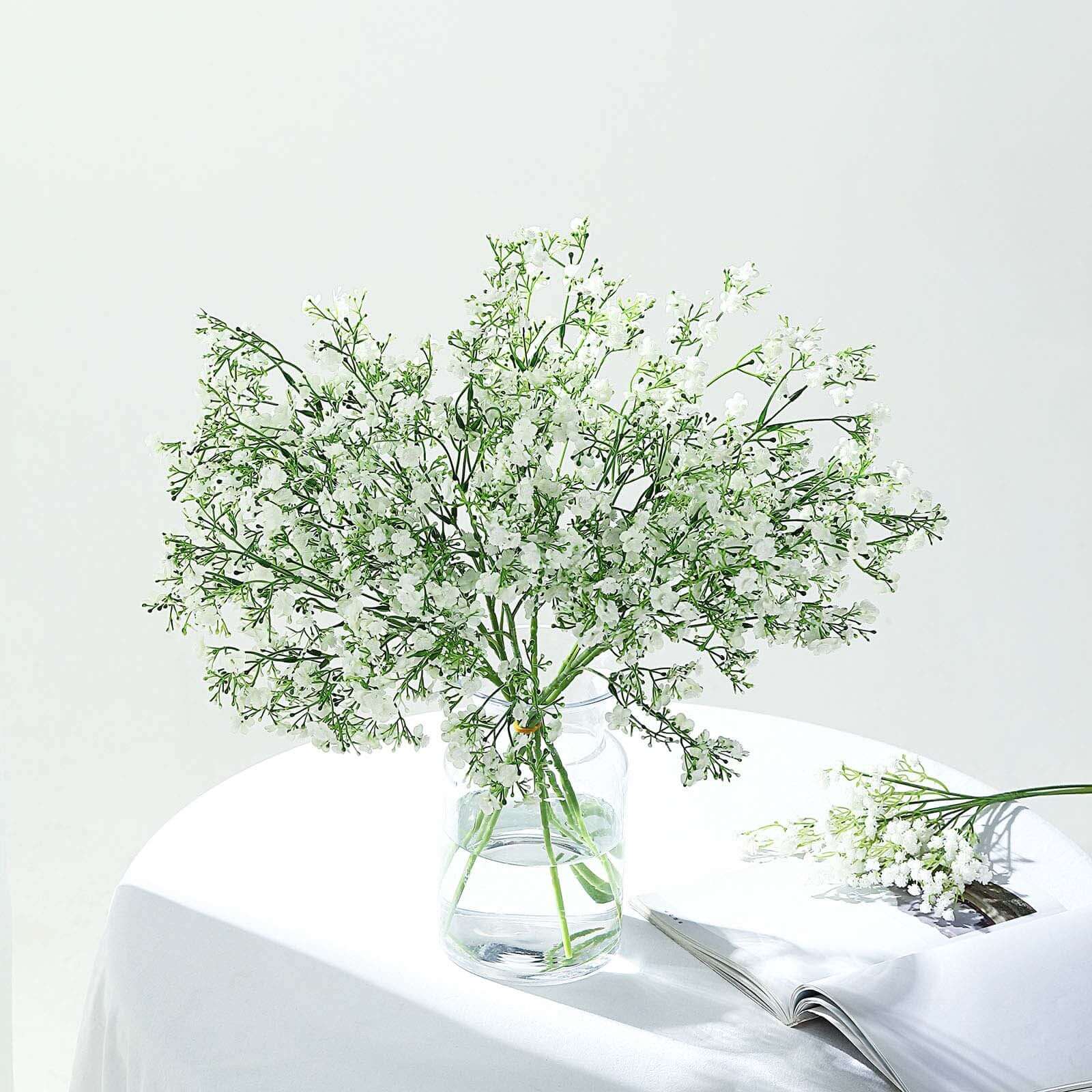 4 Stems 27 White Artificial Silk Babys Breath Gypsophila Flowers