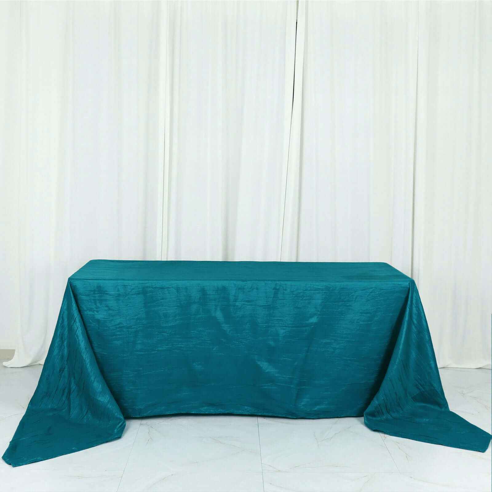 Taffeta 90x156 Rectangle Tablecloth Teal - Accordion Crinkle Seamless Table Cover