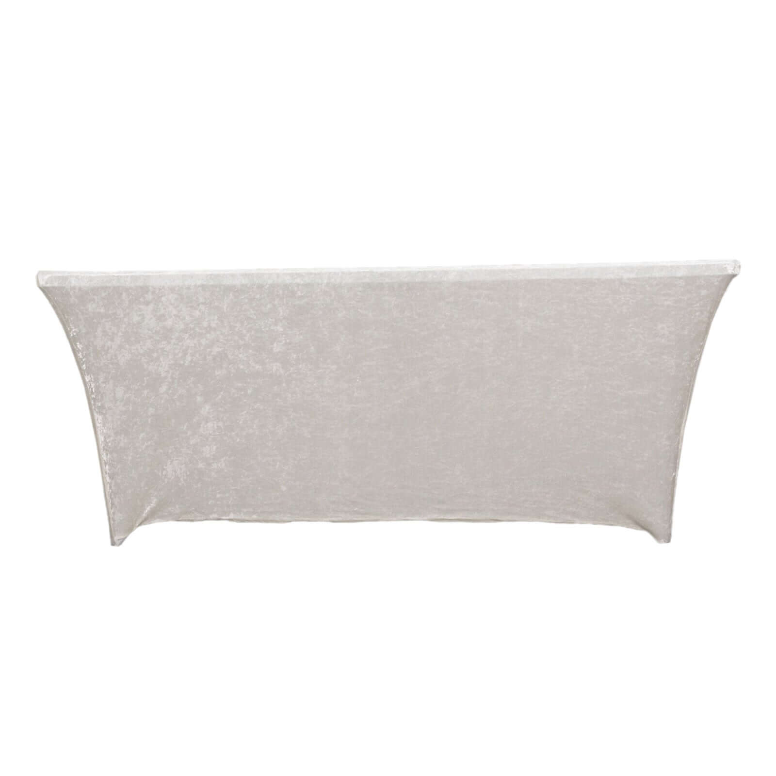 Crushed Velvet Fitted Rectangular 6ft Table Cover White - Wrinkle-Free Stretchy Tablecloth for Weddings and Banquets