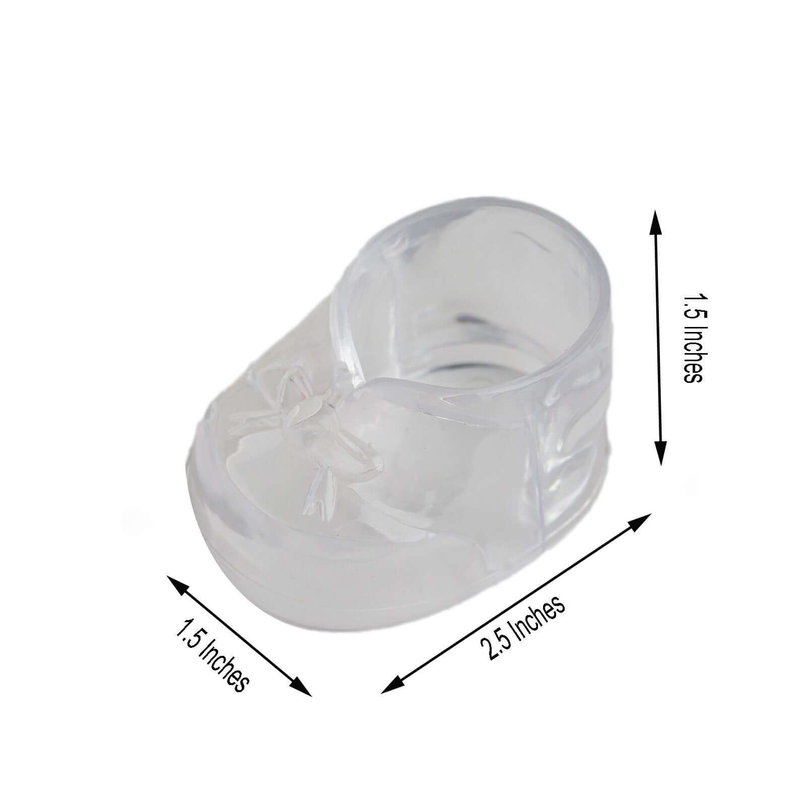 13 Pack 2.5 Clear Fillable Plastic Baby Booties Party Favor Boxes, Transparent Baby Shower Candy Gift Boxes