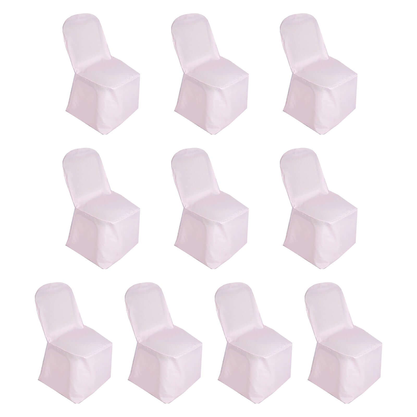 10 Pack Polyester Chair Cover for Banquet Chairs Blush - Stain-Resistant Reusable Slip-On Slipcover