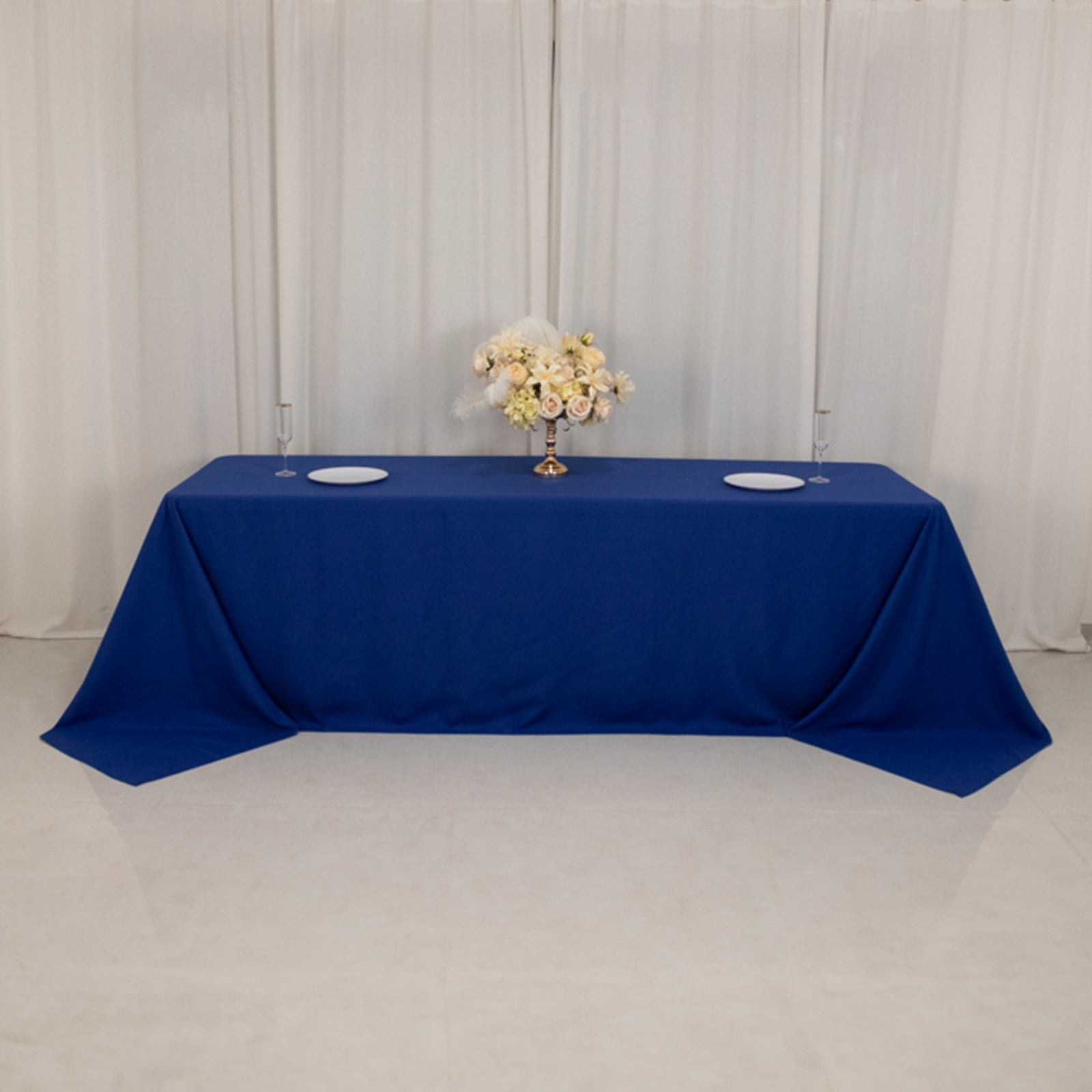 Cotton Blend 90x156 Rectangle Tablecloth Royal Blue - Seamless Wrinkle-Resistant Table Cover