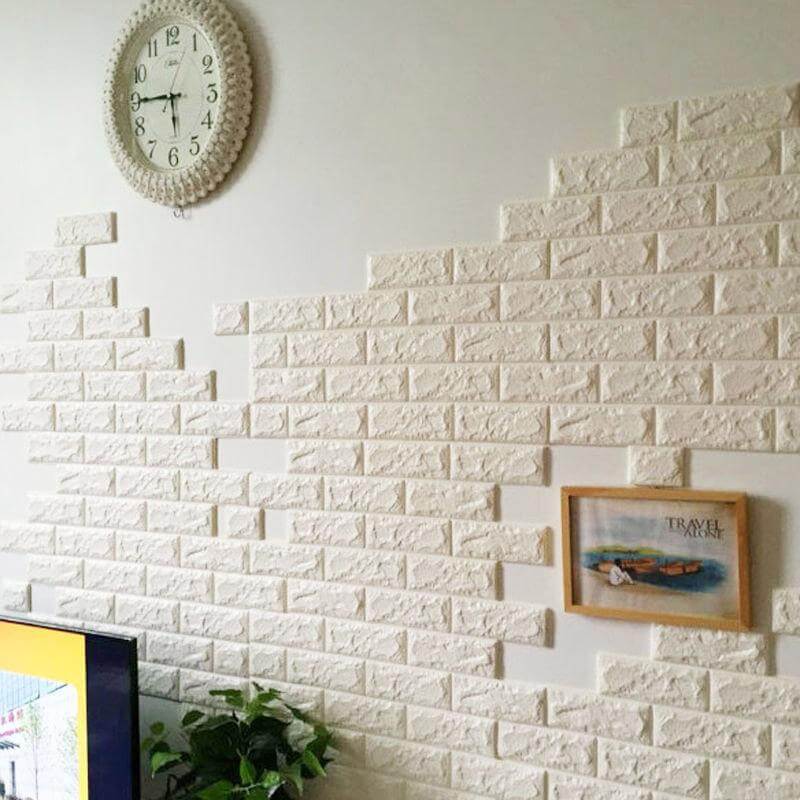 10 Pack White foam Brick Peel And Stick 3D Wall Tile Panels - Covers 58sq.ft