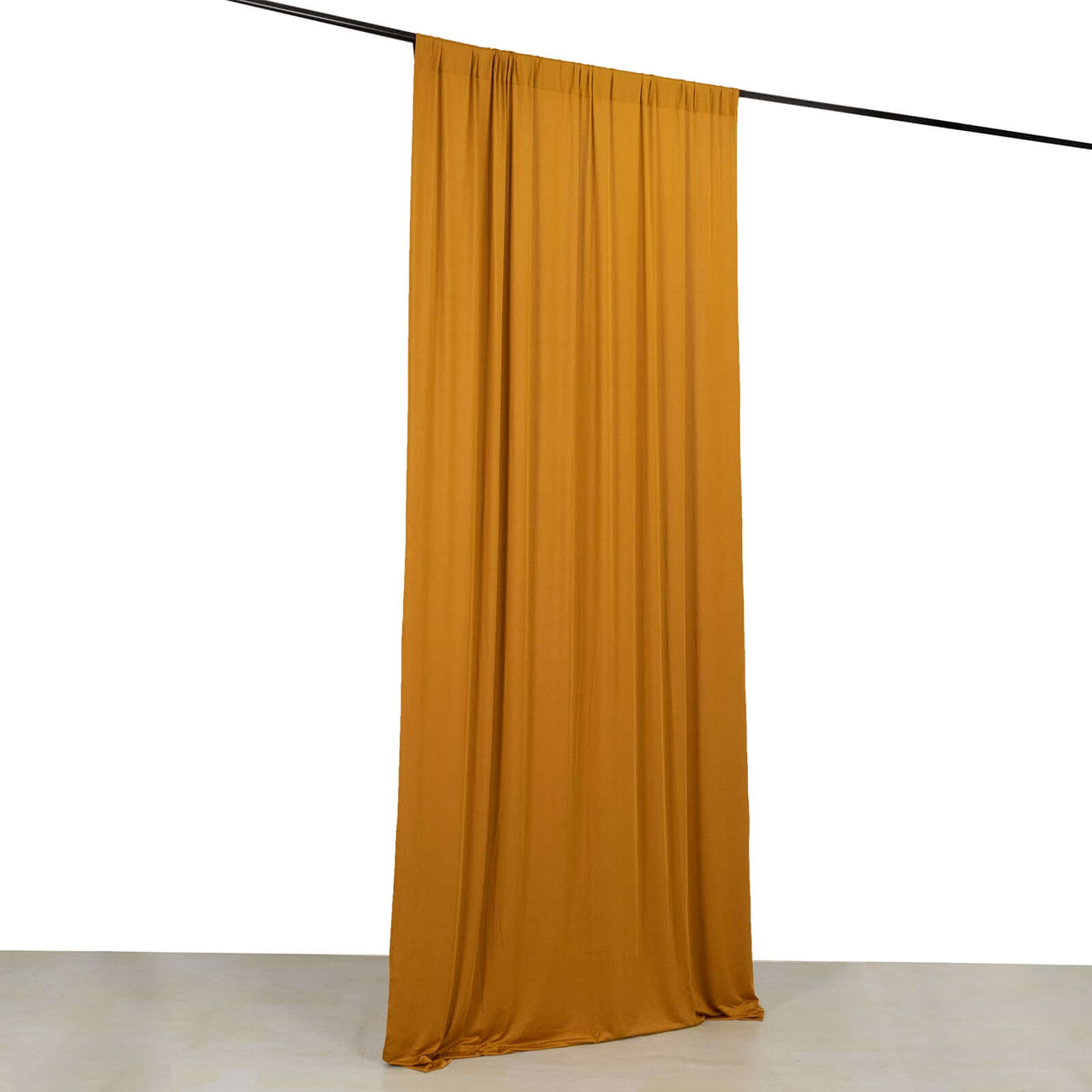 Gold 4-Way Stretch Spandex Event Curtain Drapes, Wrinkle Free Backdrop Event Panel with Rod Pockets - 5ftx10ft