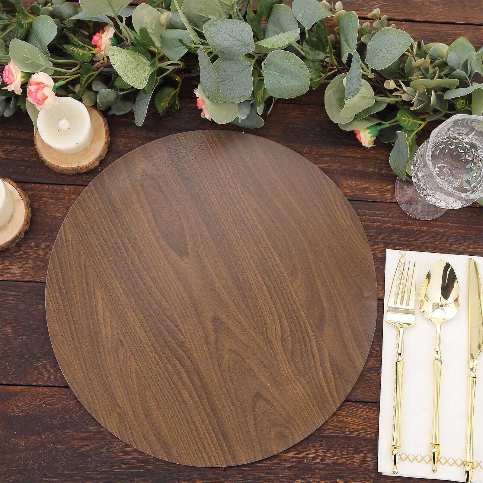 6-Pack Disposable Table Placemats in Brown with Walnut Wood Design - Cardboard Placemats for Rustic & Farmhouse Themes 13