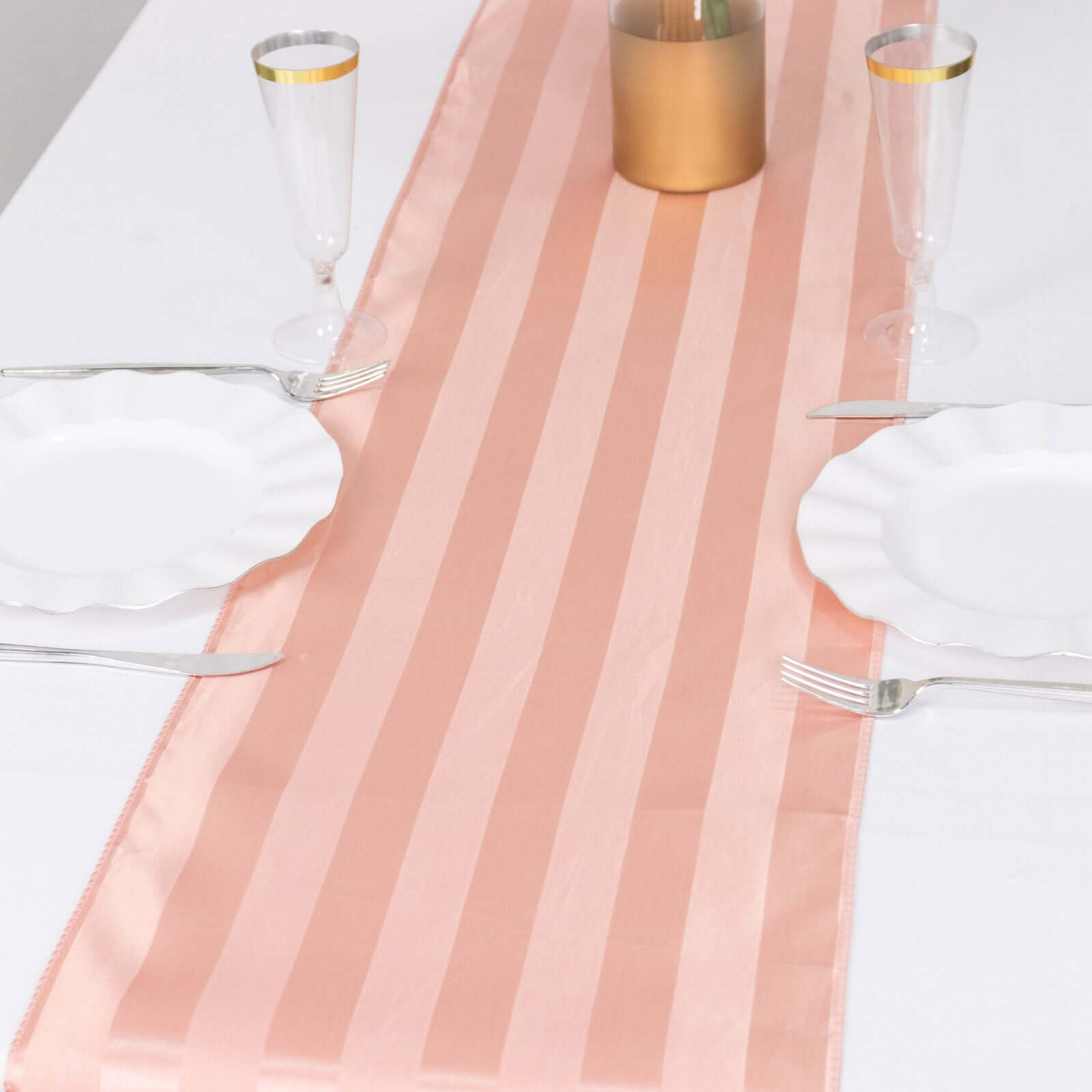 Satin 12x108 Table Runner Dusty Rose - Stripe Table Decor