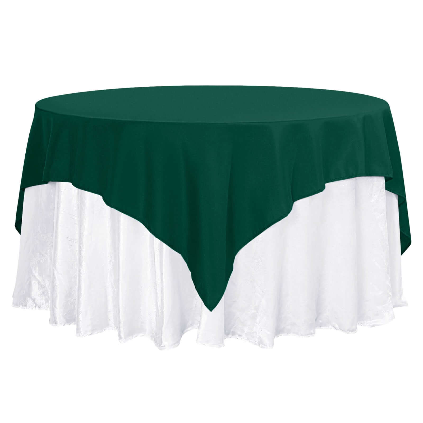 Premium Polyester 70x70 Table Overlay Square Tablecloth Hunter Emerald Green 220GSM Wrinkle-Resistant Table Cover