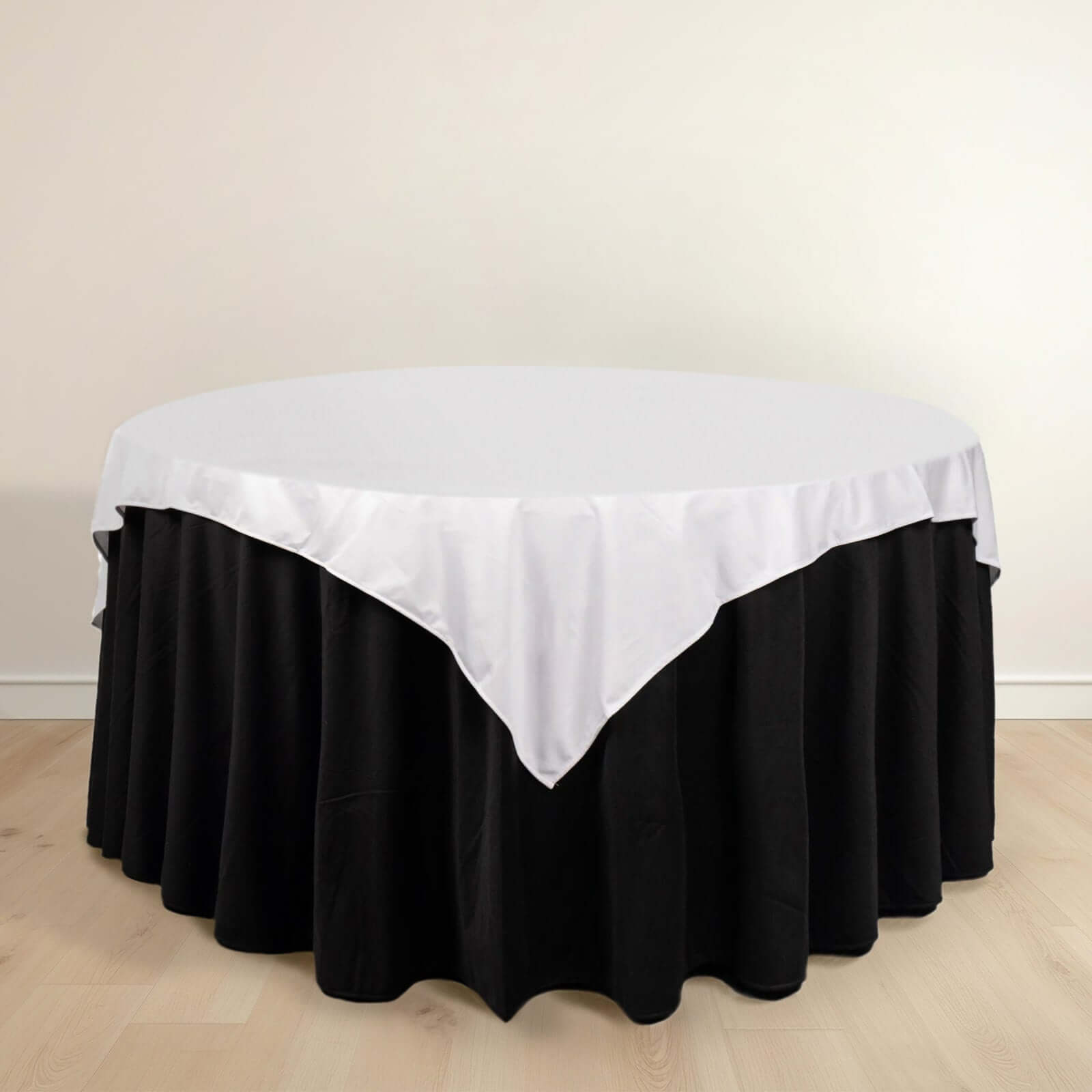 Premium Scuba 70x70 Table Overlay Square Tablecloth White - Wrinkle Free & Stain Resistant Table Cover for Weddings and Banquets