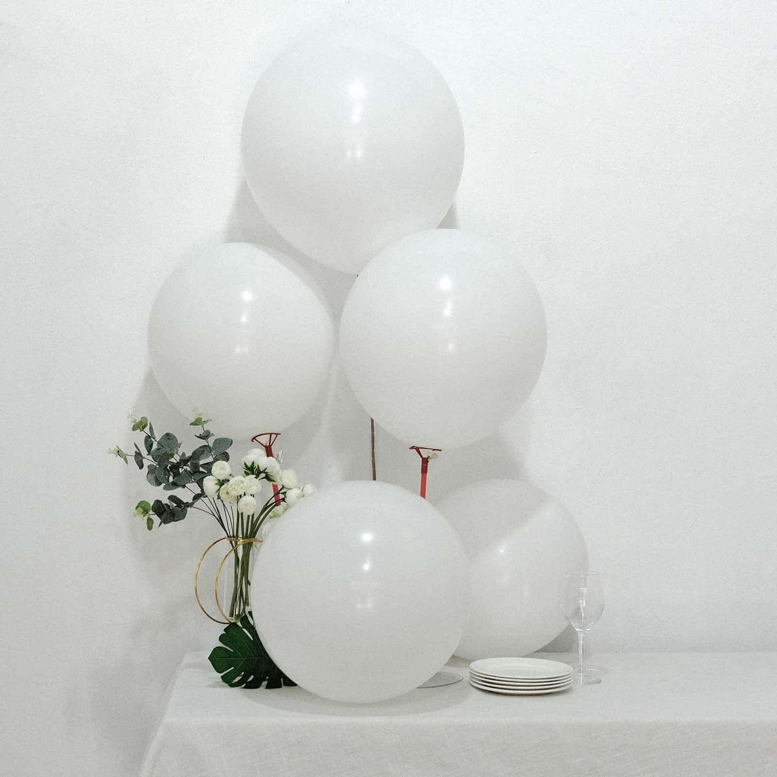 10 Pack 18 Matte Pastel White Helium or Air Latex Party Balloons