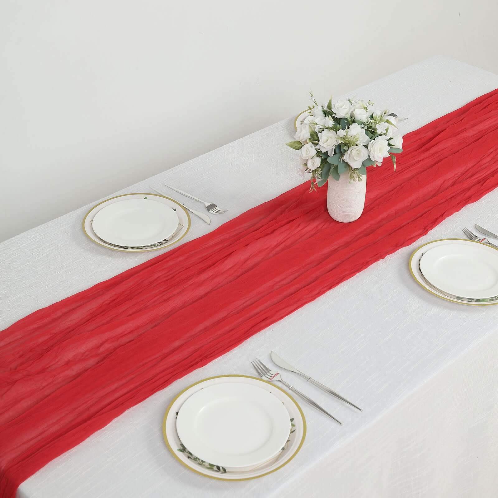 Gauze Cheesecloth 10ft Table Runner Red - Rustic Boho Style