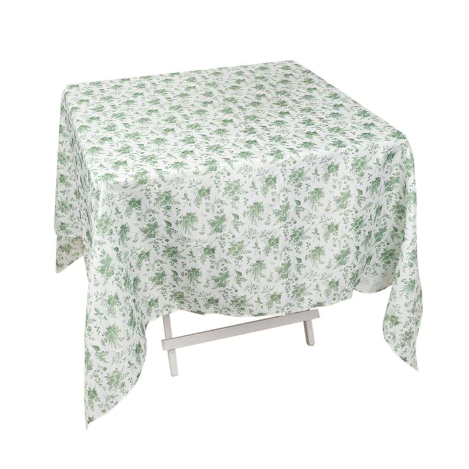 Polyester 70x70 Square Tablecloth Dusty Sage Green French Toile Pattern - Table Cover for Upscale Dining