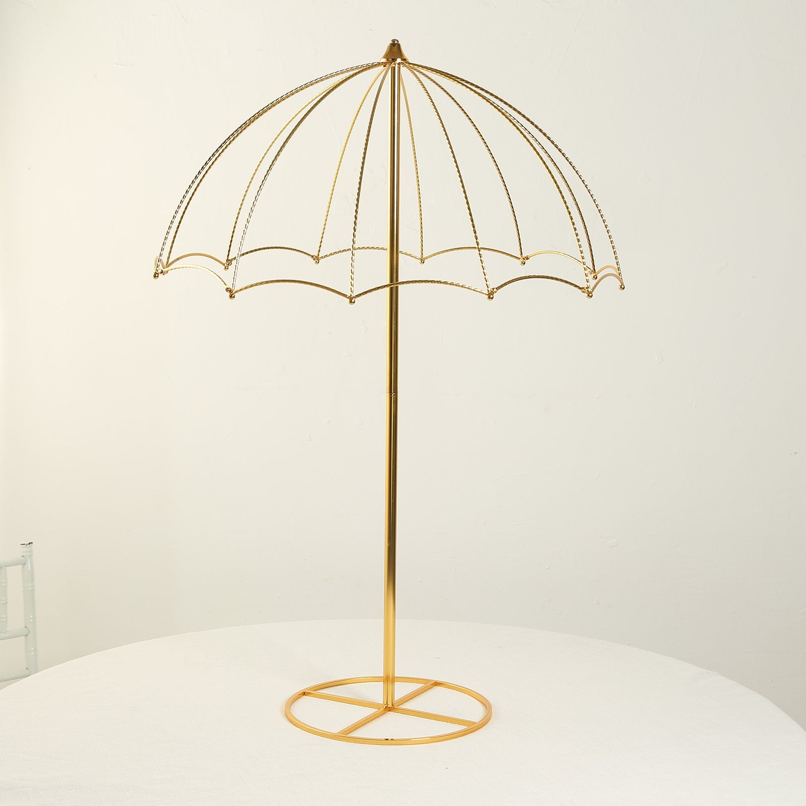 Wedding Centerpiece Umbrella Design Metal Gold - Round Base Floral Frame Stand 42