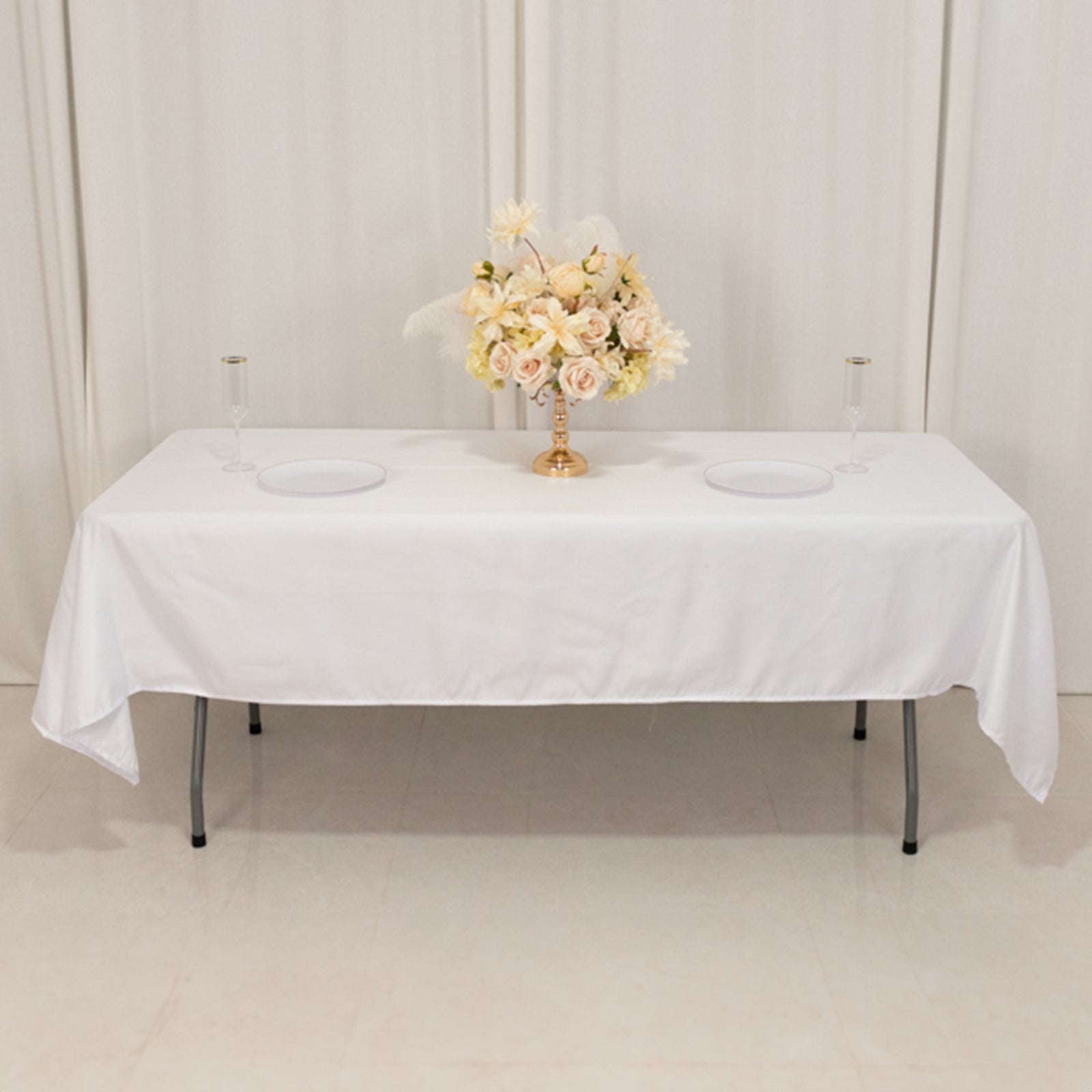 Lamour Satin 60x102 Rectangle Tablecloth White - Durable & Silky Soft Feel Table Cover for Weddings & Banquets