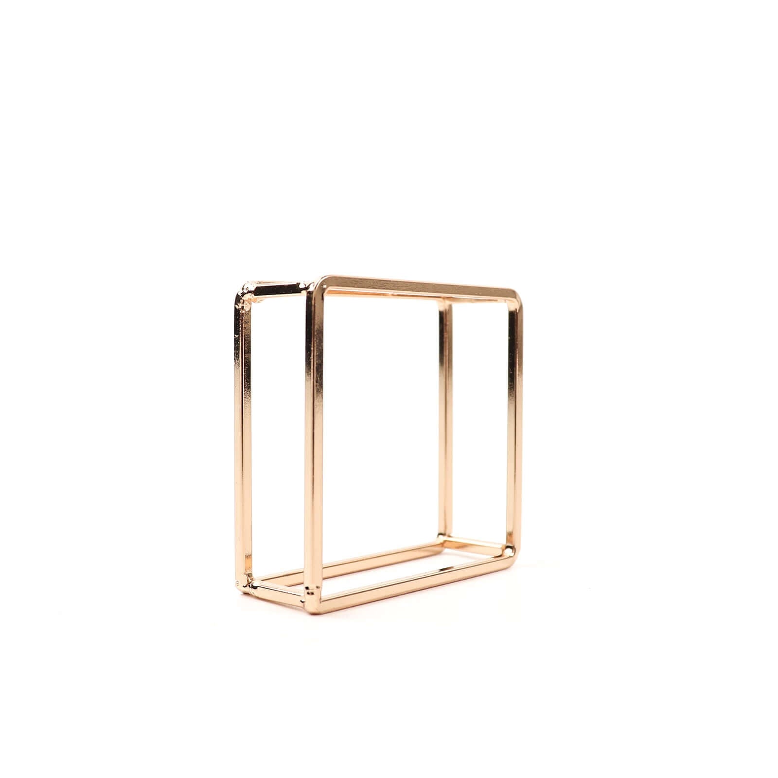 4 Pack Gold Metal Hollow Square Napkin Rings, Modern Geometric Cube Napkin Holders