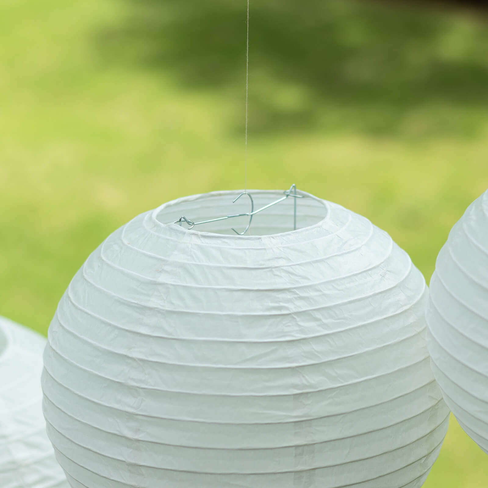 Set of 8 Ivory Hanging Paper Lanterns, Decorative Round Chinese Sky Lanterns, Assorted Sizes  - 6,8,10,14