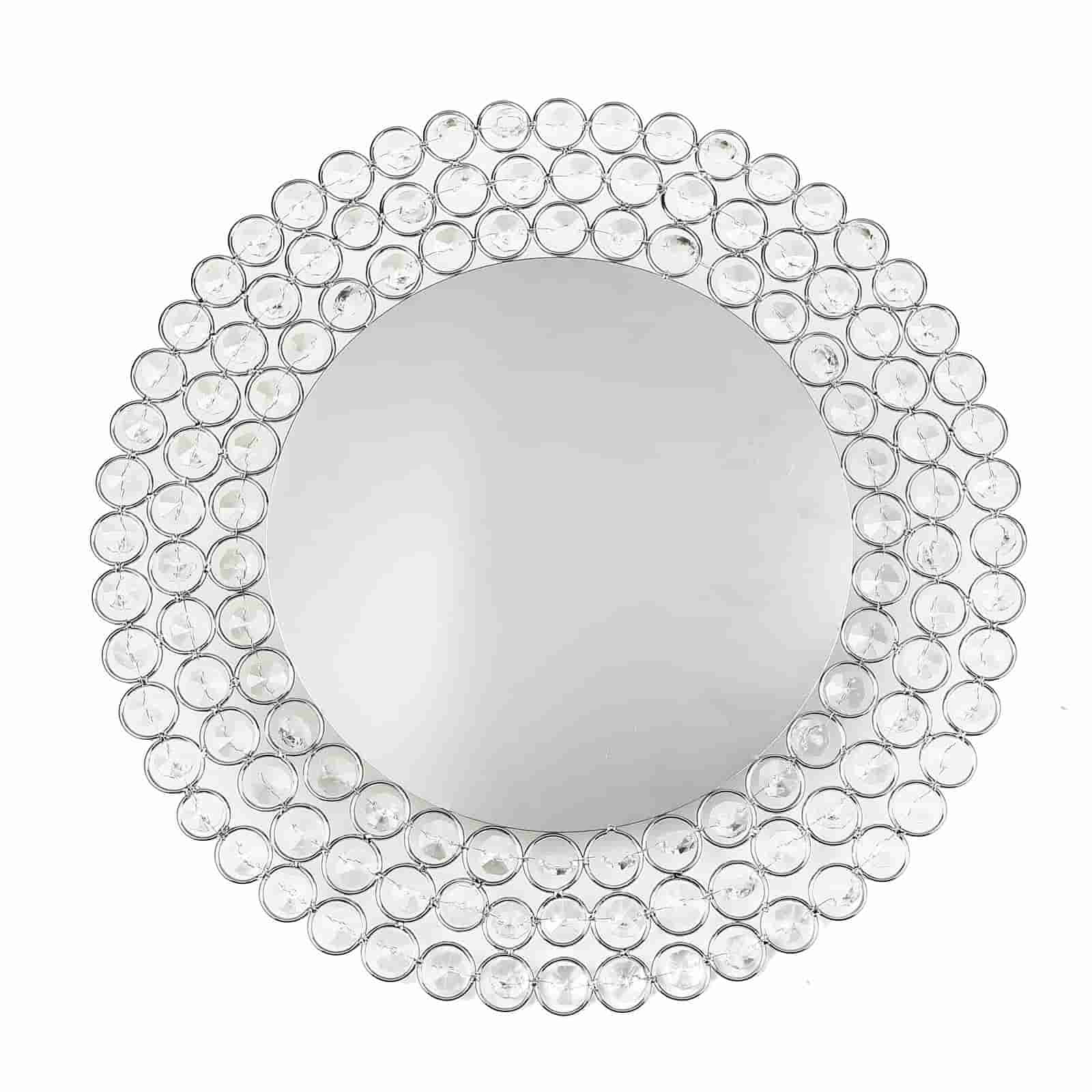 Wired Metal Round Charger Plate 14 in SIlver with Acrylic Crystal Beads, Glamorous Decorative Dinner Charger Tableware