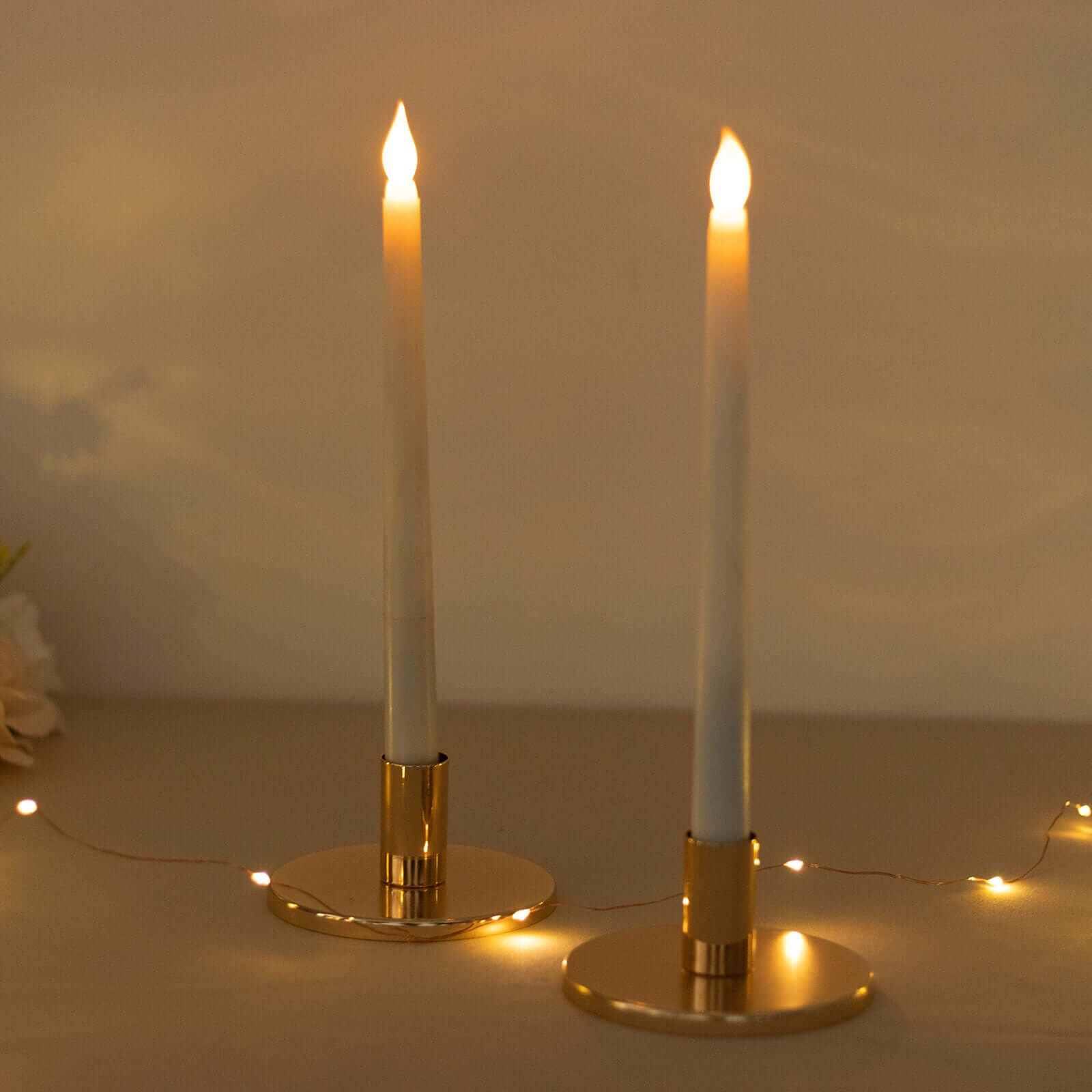 2-Pack Metal Taper Candle Holders Short Vintage Retro Style Gold with Round Disc Base - Decorative Candle Sticks 4x2