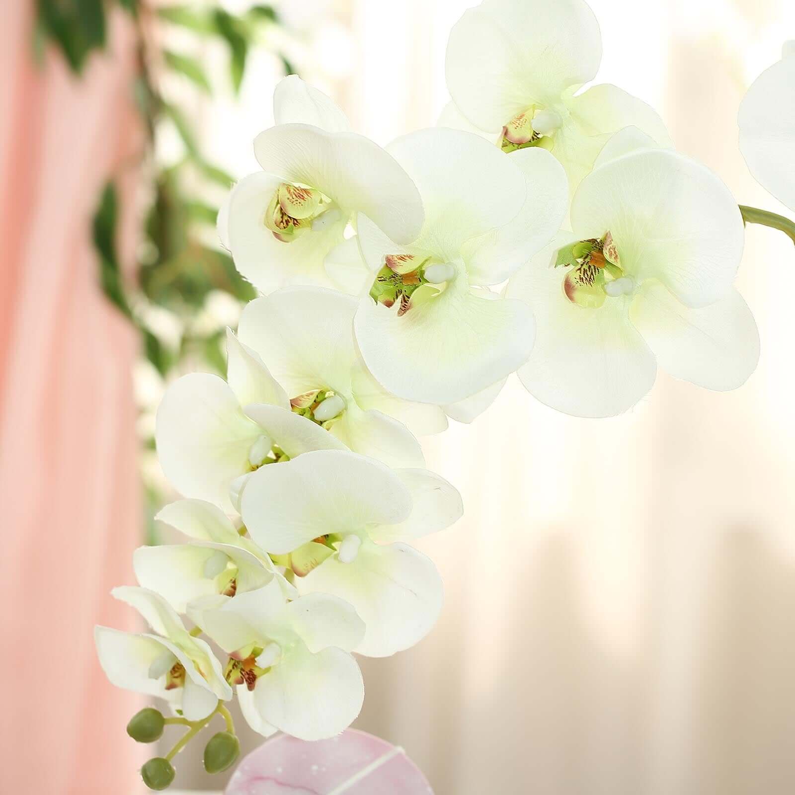 2 Stems 40 Tall Cream Artificial Silk Orchid Flower Bouquets