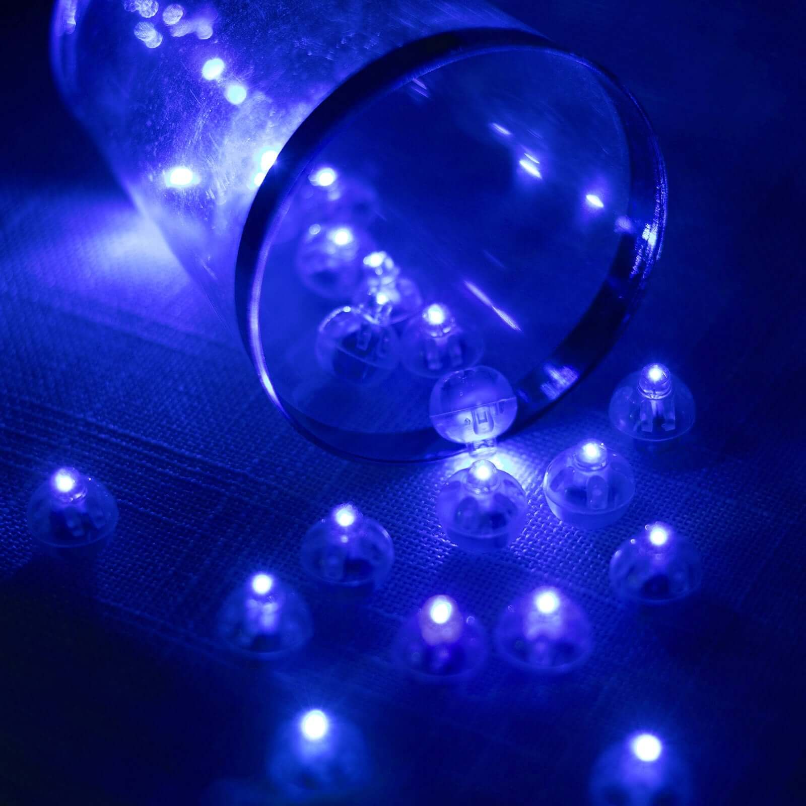 50-Pack LED Mini Balloon Lights Round Light Blue - Waterproof Battery Operated Balls 0.5